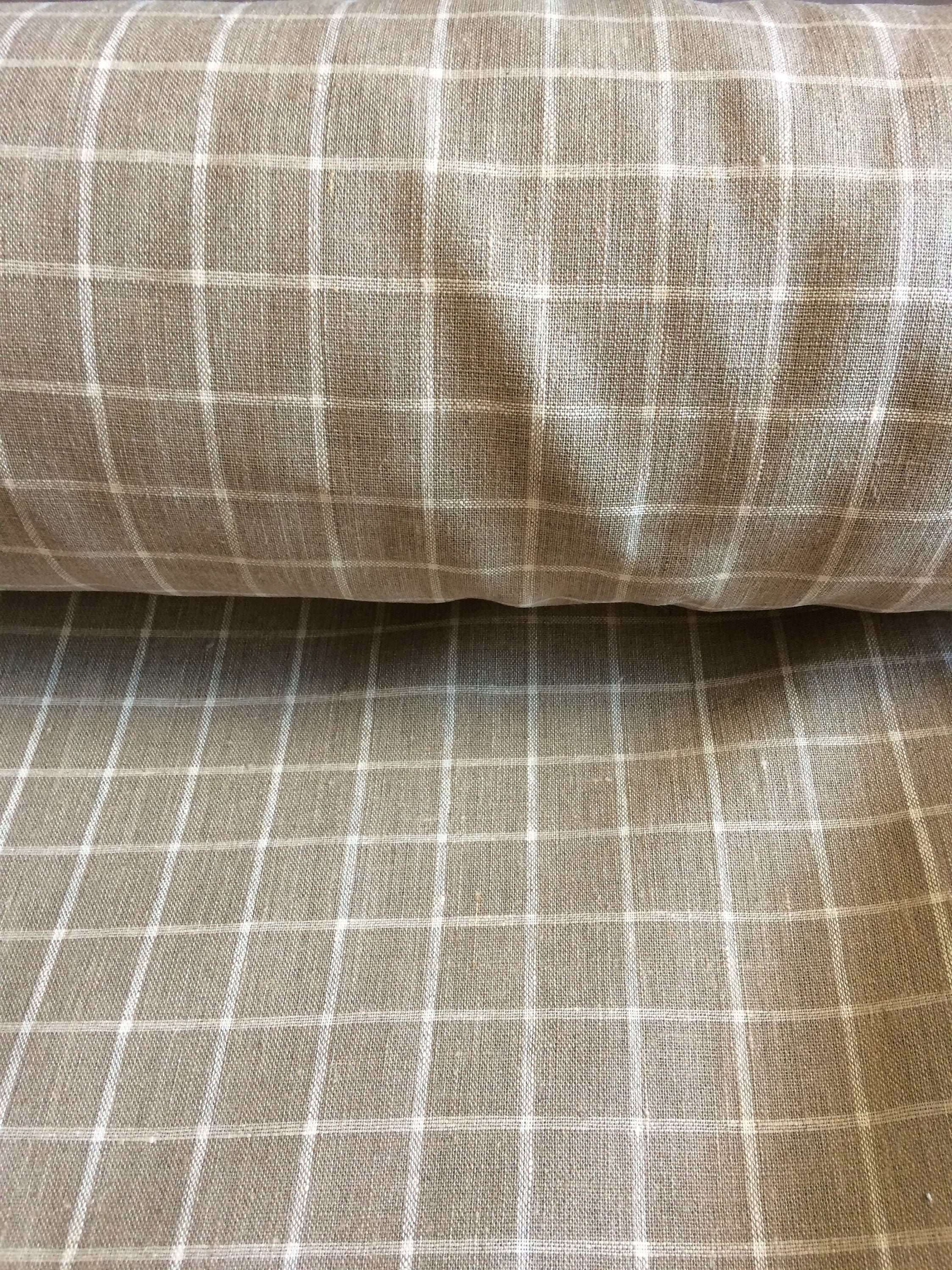 100 % NATURAL pure LINEN fabric, checked, tartan, chequered, Softened fabric, fabric for home textile,