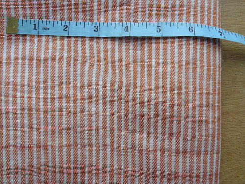 100 % NATURAL pure LINEN fabric, STRIPED, fabric for home textile, fabric for cloths, tablecloth, regular striped, orange/white stripes
