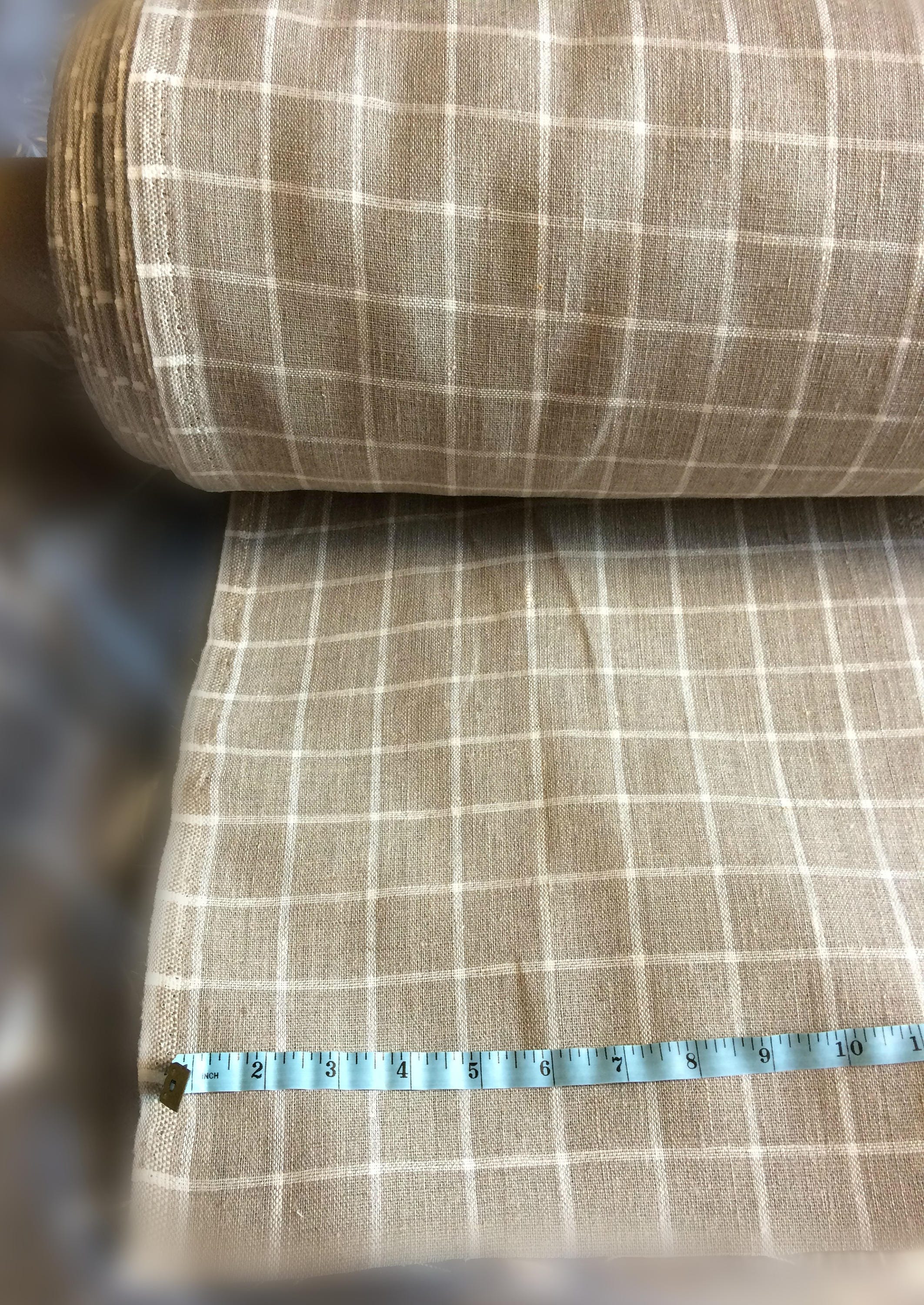 100 % NATURAL pure LINEN fabric, checked, tartan, chequered, Softened fabric, fabric for home textile,