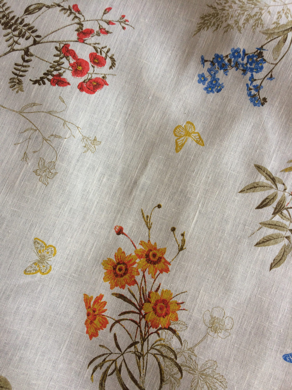 100 % NATURAL pure LINEN fabric, fabric for home textile, flowers picture, softened linen fabric, finished linen