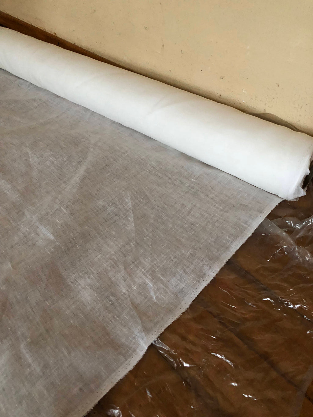 Softened 100% Linen Fabric: Lightweight Semi-Bleached Natural White