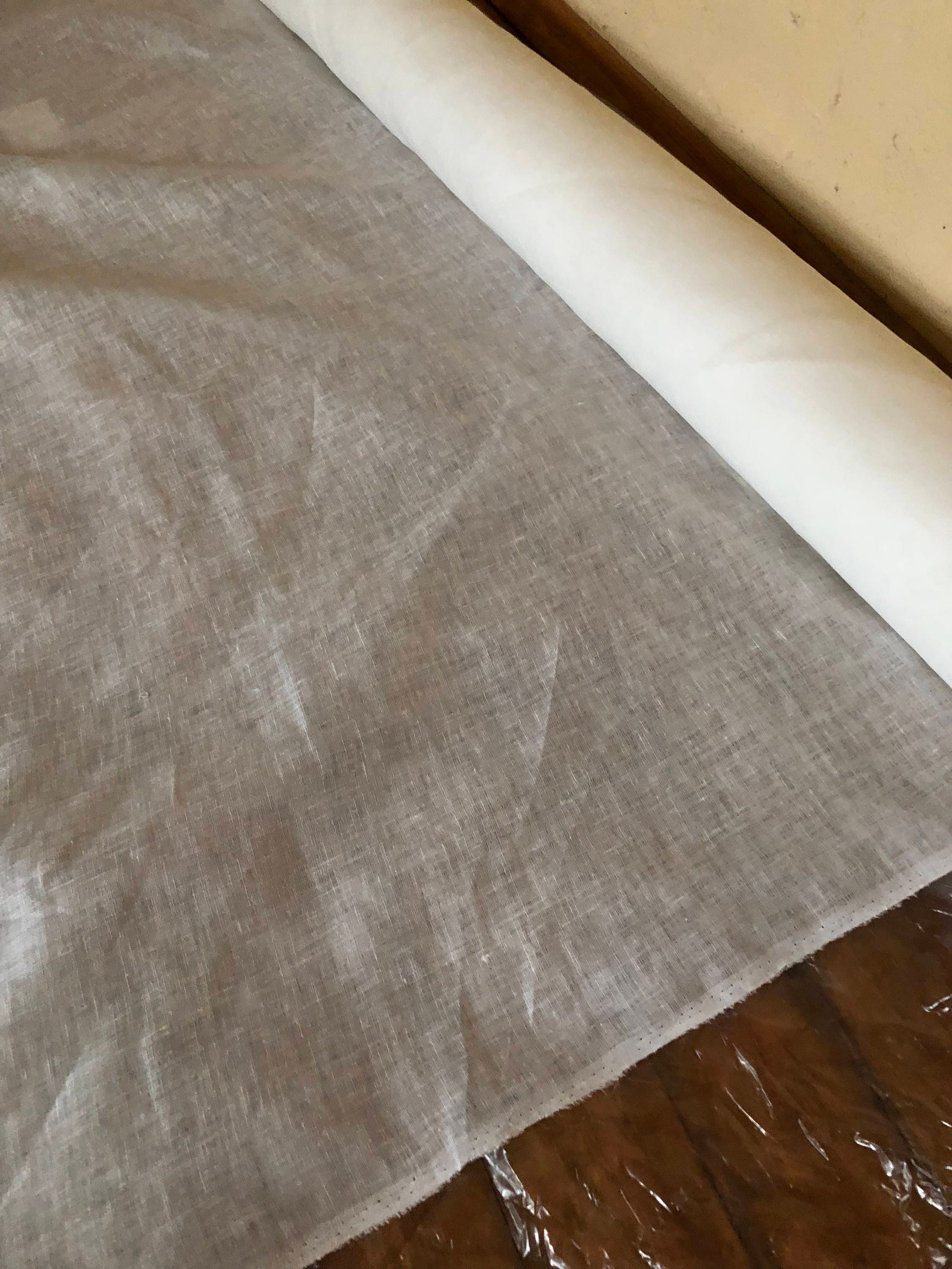 Softened 100% Linen Fabric: Lightweight Semi-Bleached Natural White