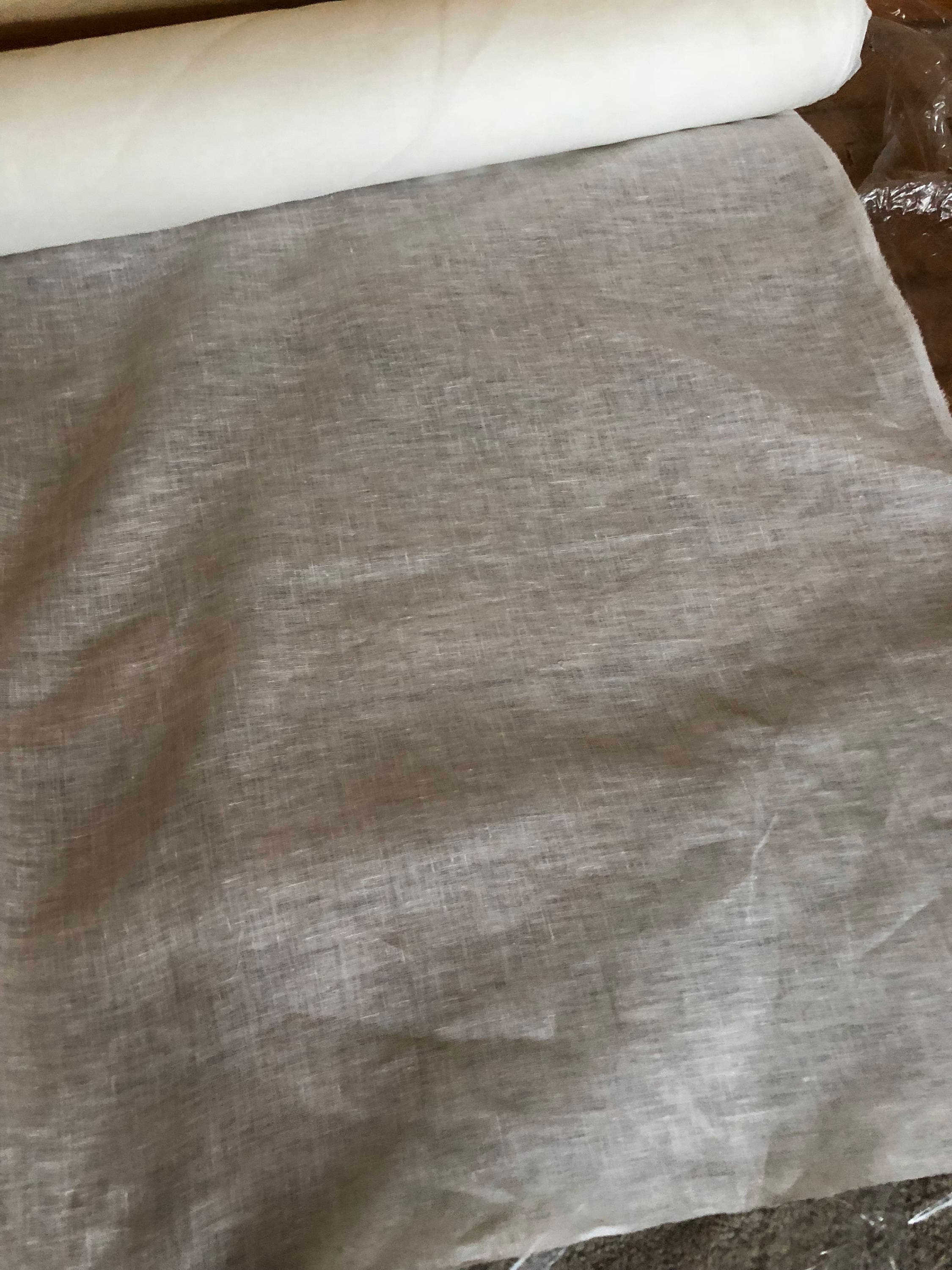 Softened 100% Linen Fabric: Lightweight Semi-Bleached Natural White
