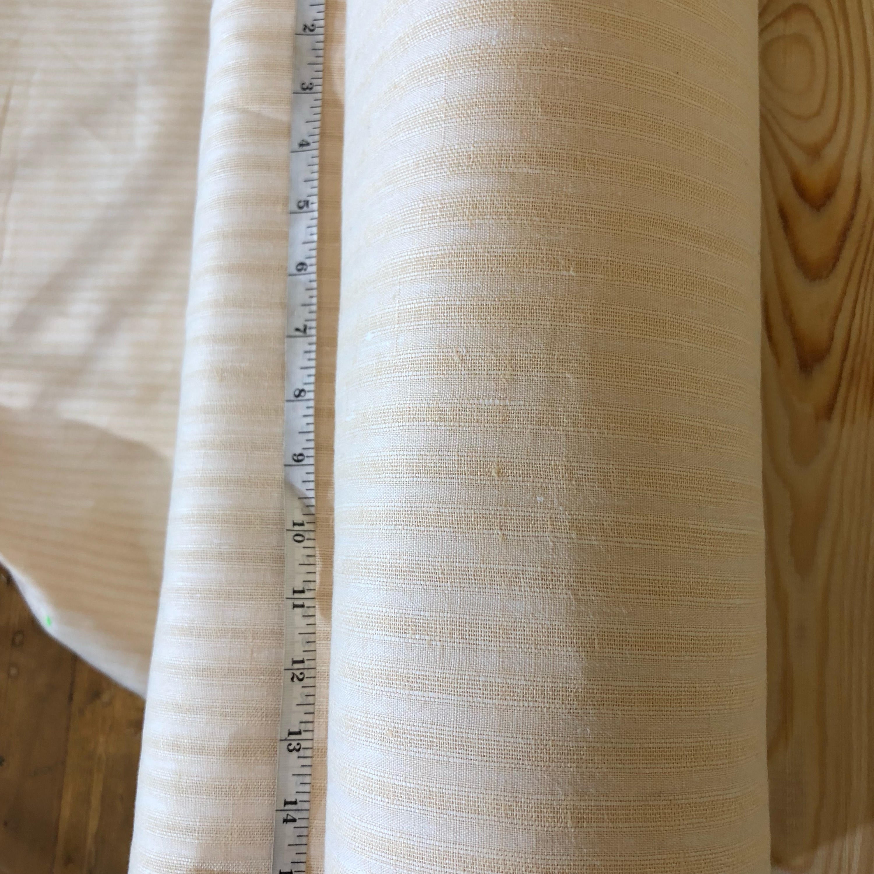 100 % NATURAL pure LINEN fabric, STRIPED fabric, fabric for home textile, scarf, fabric for cloths, regular striped, beige stripes