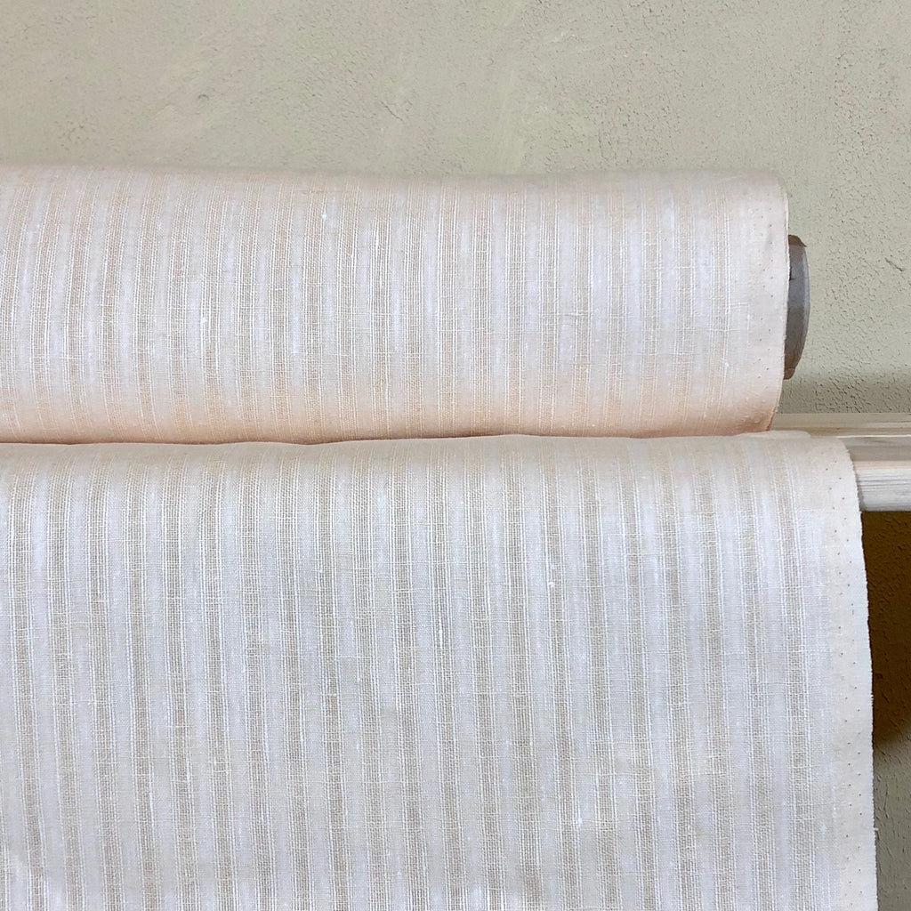 100 % NATURAL pure LINEN fabric, STRIPED fabric, fabric for home textile, scarf, fabric for cloths, regular striped, beige stripes