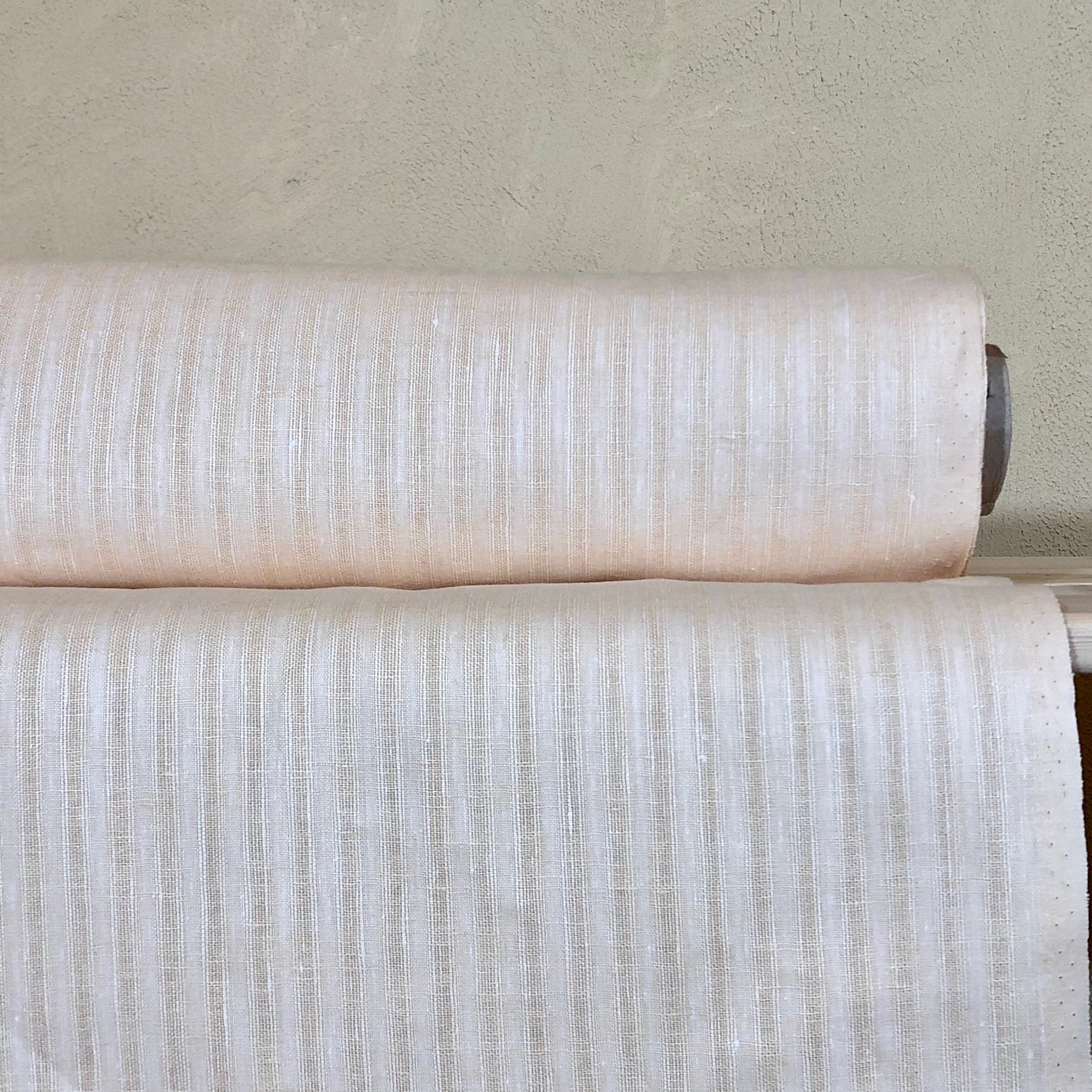 100 % NATURAL pure LINEN fabric, STRIPED fabric, fabric for home textile, scarf, fabric for cloths, regular striped, beige stripes