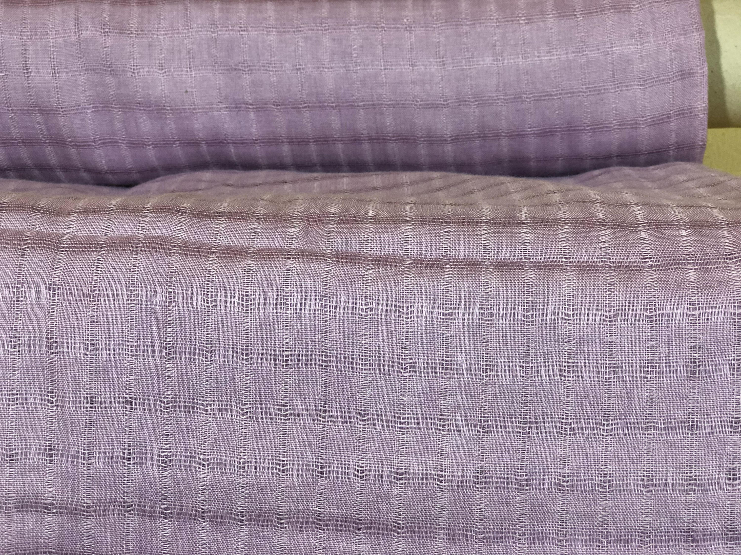 100 % NATURAL pure LINEN fabric 140 g, TARTAN fabric, fabric for home textile, scarf, fabric for tablecloths, regular check, purple tartan