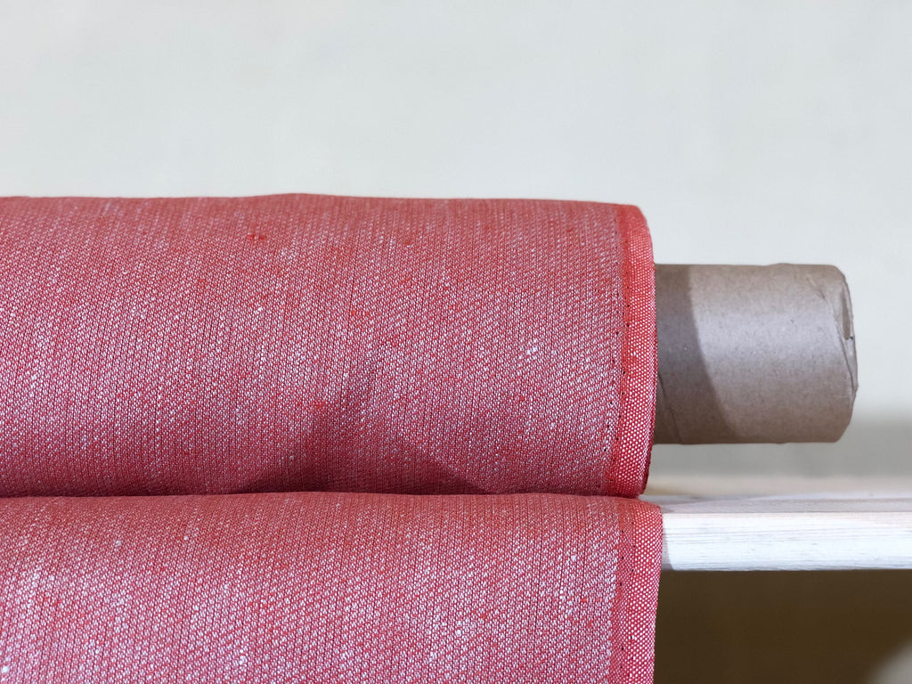 100 % NATURAL pure LINEN fabric, RED square fabric, fabric for home textile, scarf, fabric for cloths, linen bedding, linen tablecloth