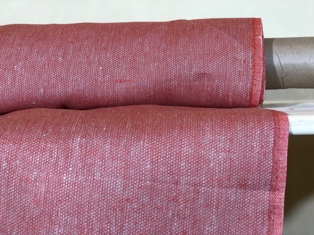 100 % NATURAL pure LINEN fabric, RED square fabric, fabric for home textile, scarf, fabric for cloths, linen bedding, linen tablecloth