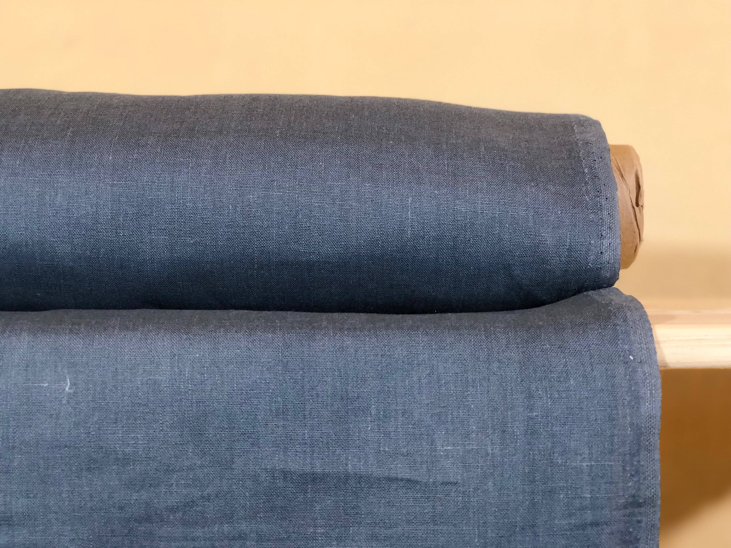 100 % NATURAL pure LINEN fabric, Dark BLUE square, fabric for home textile, scarf, fabric for cloths,