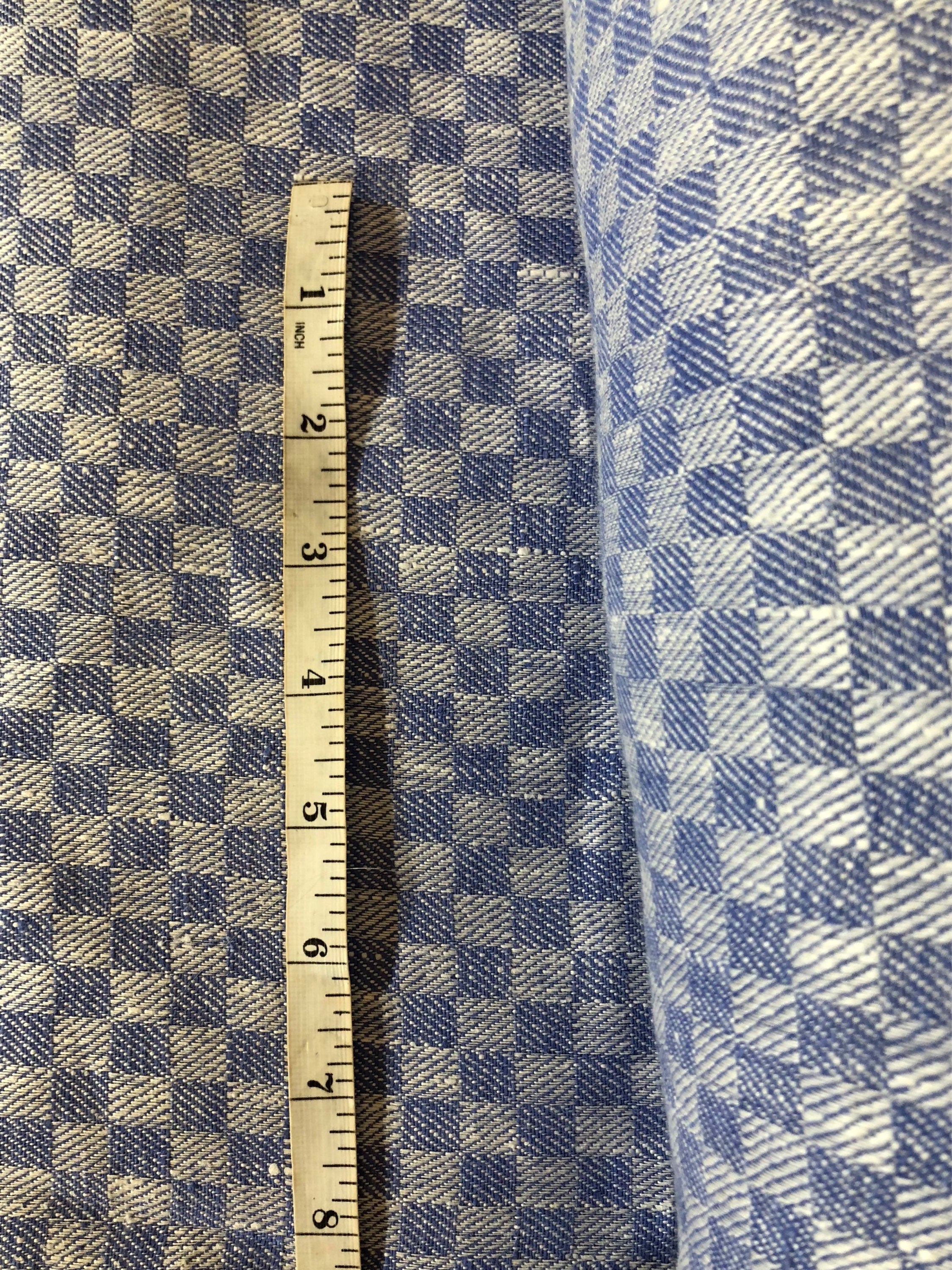 100 % NATURAL pure LINEN fabric, TARTAN fabric, fabric for home textile, plaids, fabric for tablecloths, regular check, blue tartan