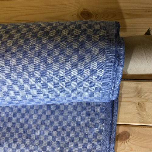 100 % NATURAL pure LINEN fabric, TARTAN fabric, fabric for home textile, plaids, fabric for tablecloths, regular check, blue tartan