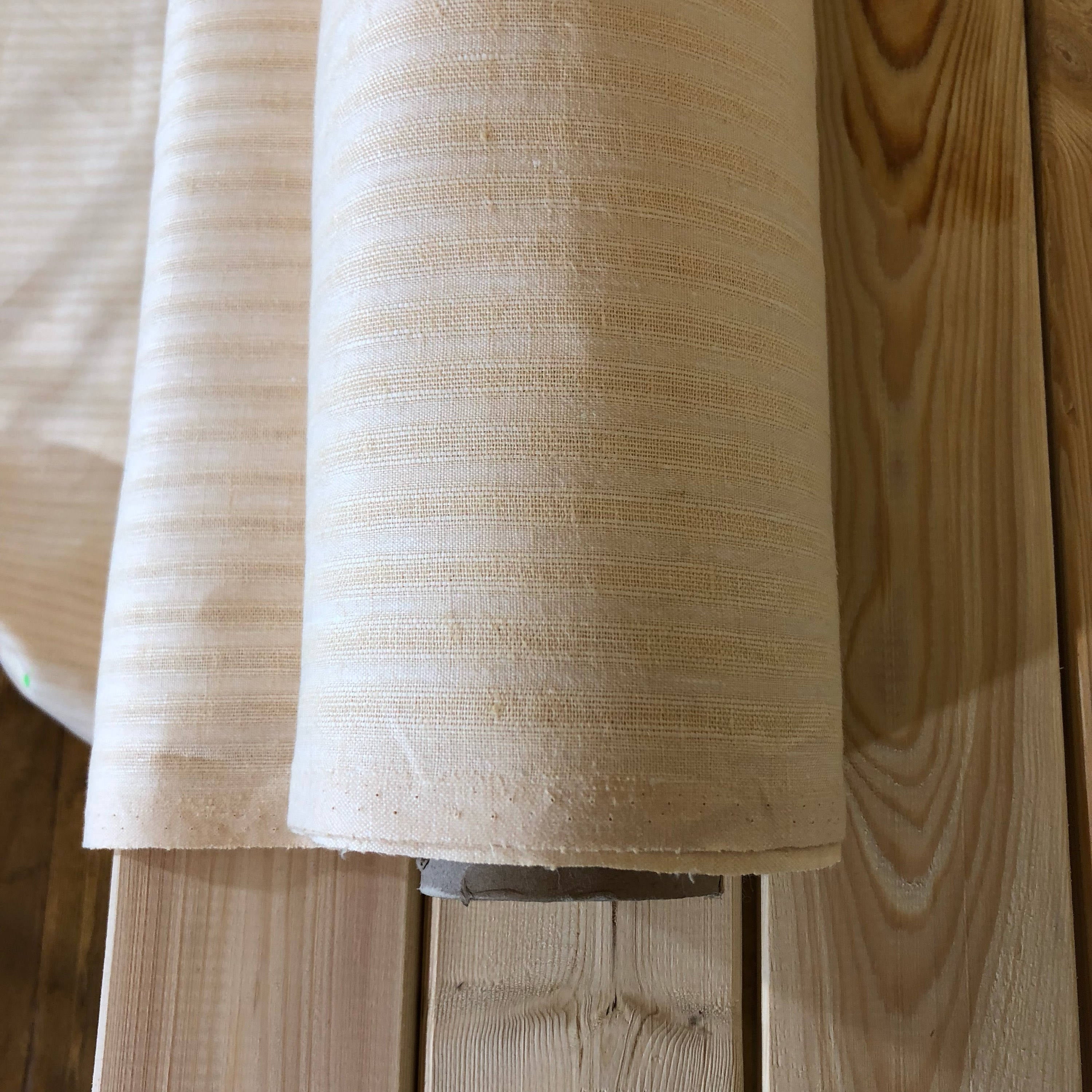 100 % NATURAL pure LINEN fabric, STRIPED fabric, fabric for home textile, scarf, fabric for cloths, regular striped, beige stripes