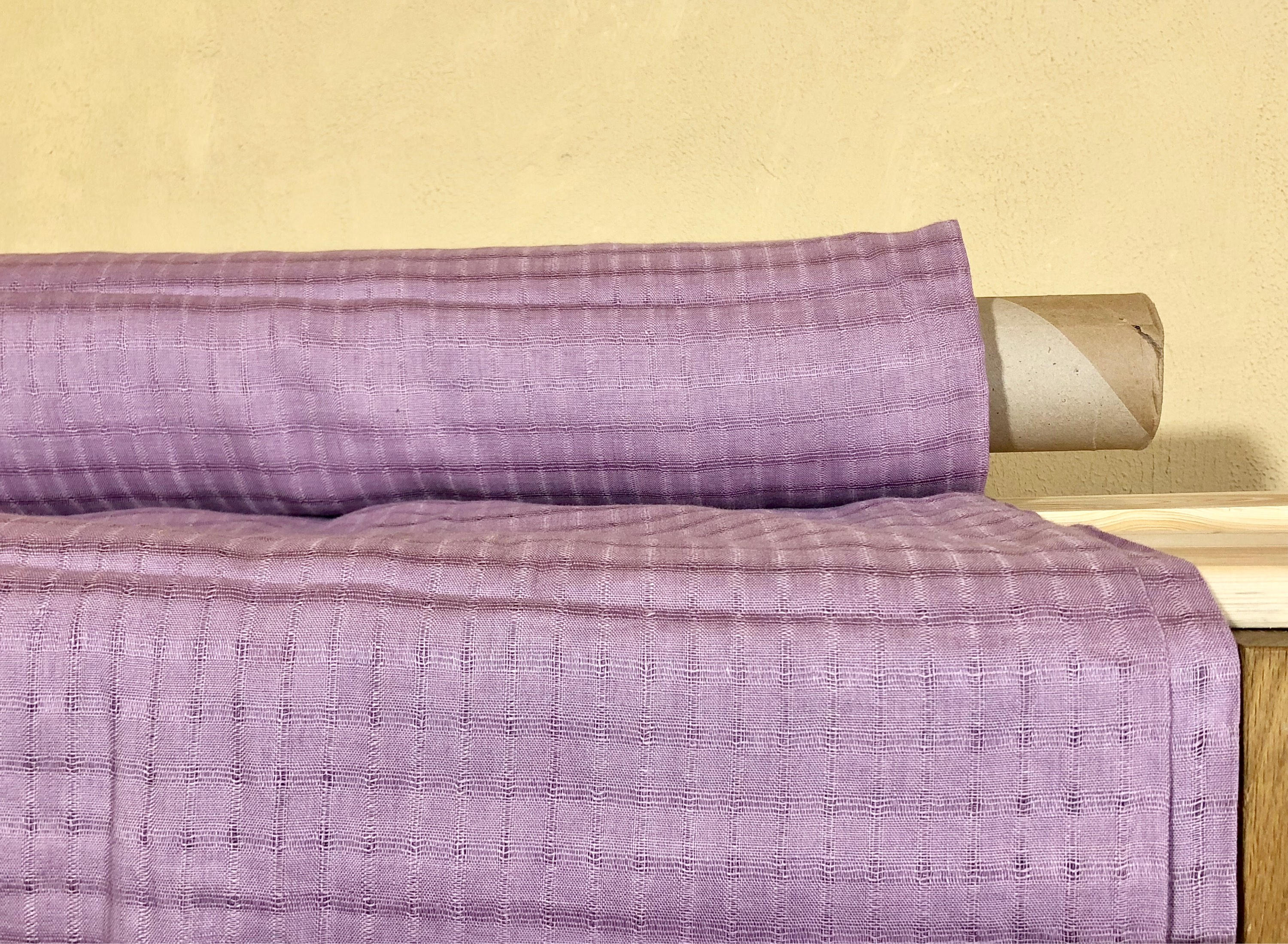 100 % NATURAL pure LINEN fabric 140 g, TARTAN fabric, fabric for home textile, scarf, fabric for tablecloths, regular check, purple tartan