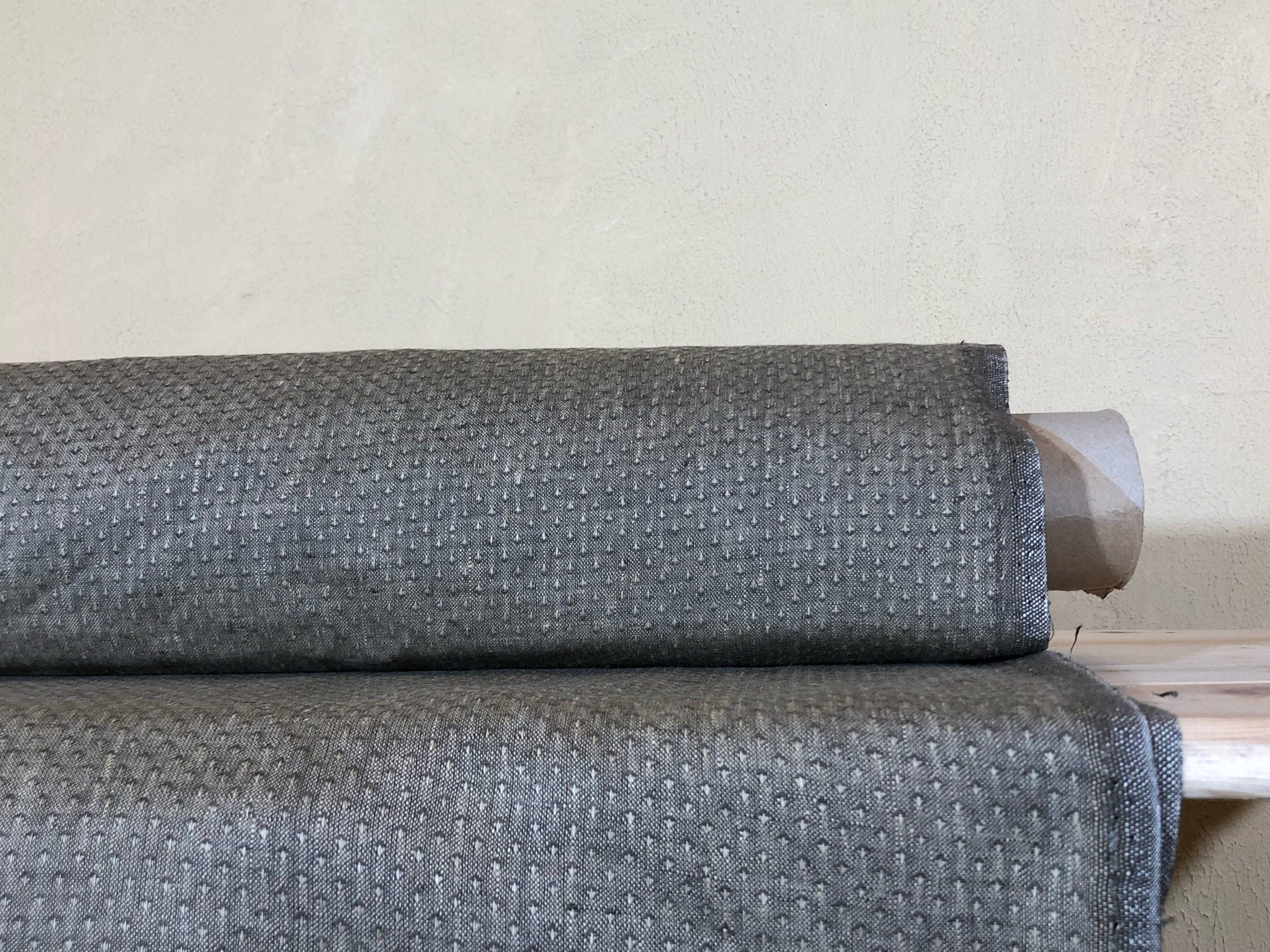 100 % NATURAL pure LINEN fabric, Light brown, fabric for home textile, scarf, fabric for cloths, regular striped/tartan, bedding, tablecloth
