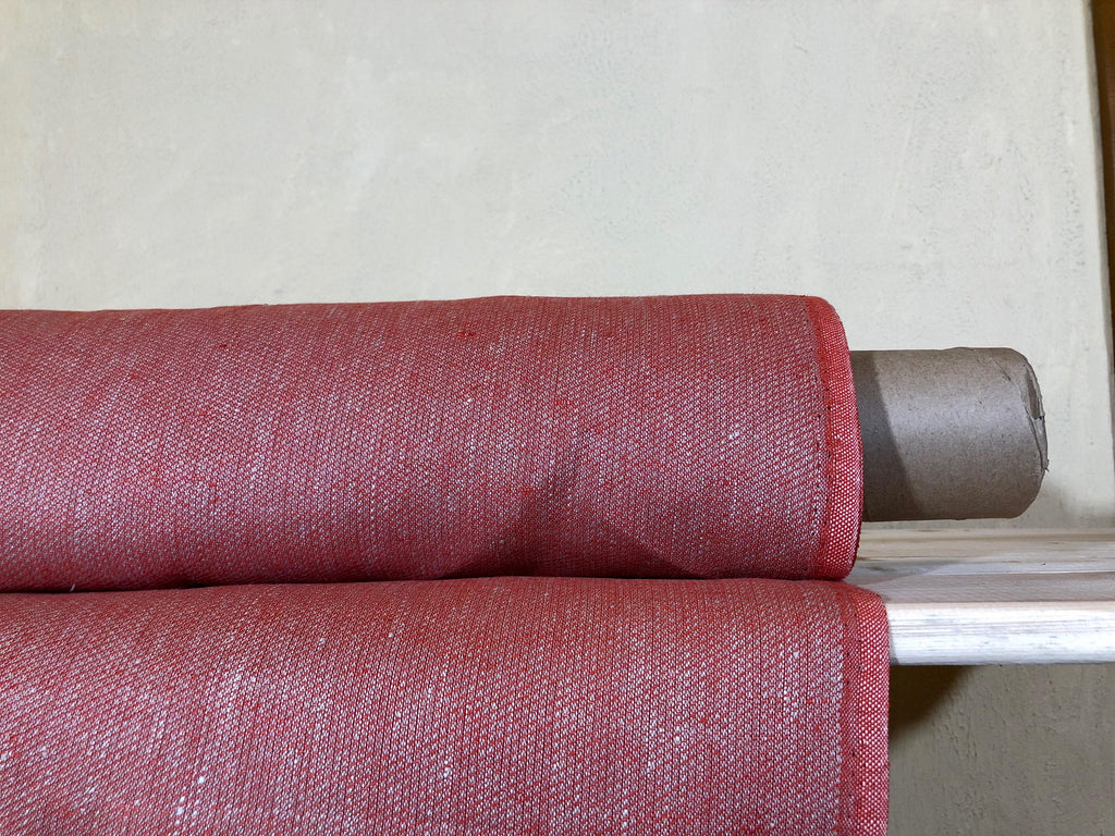 100 % NATURAL pure LINEN fabric, RED square fabric, fabric for home textile, scarf, fabric for cloths, linen bedding, linen tablecloth