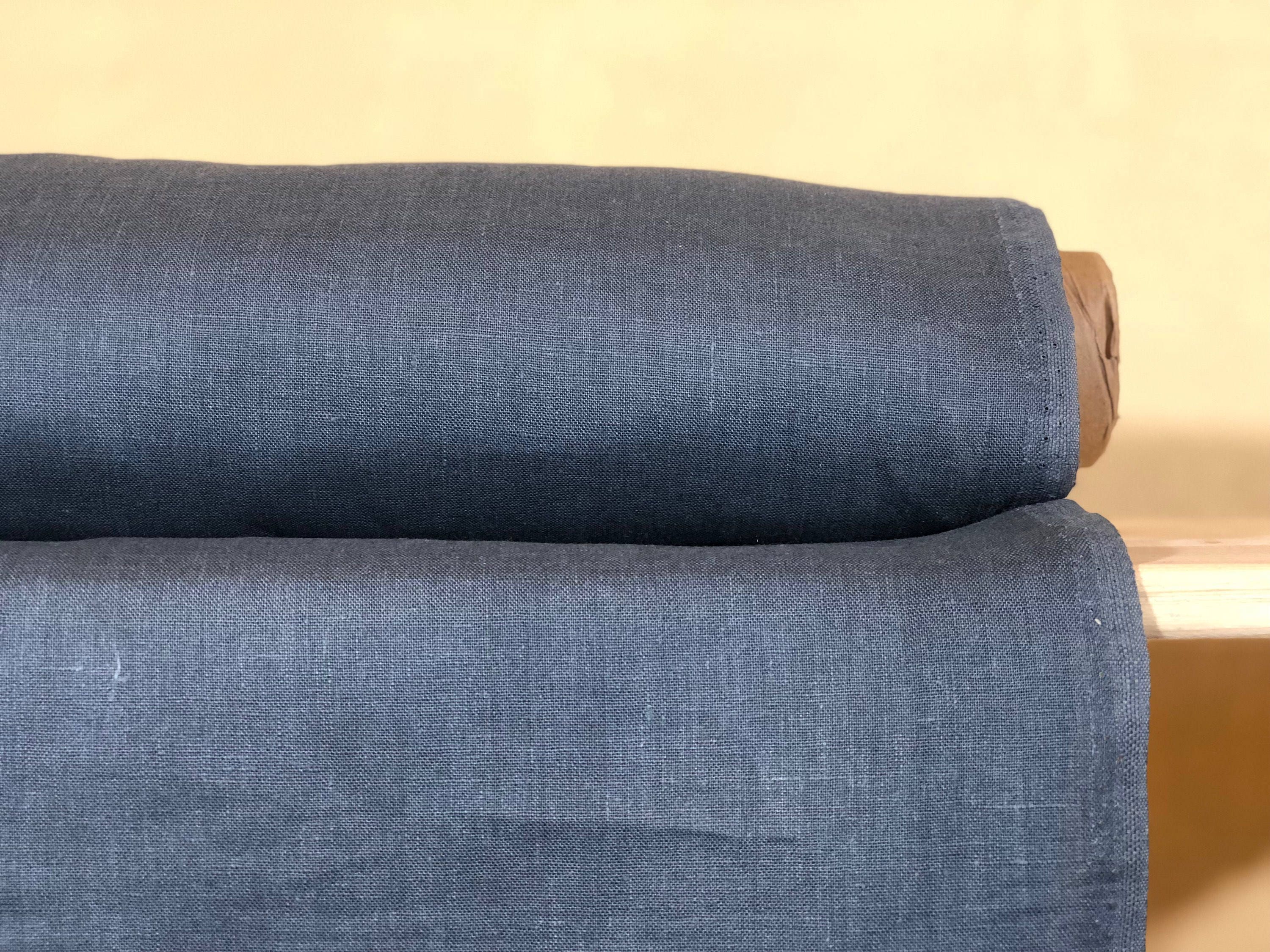 100 % NATURAL pure LINEN fabric, Dark BLUE square, fabric for home textile, scarf, fabric for cloths,