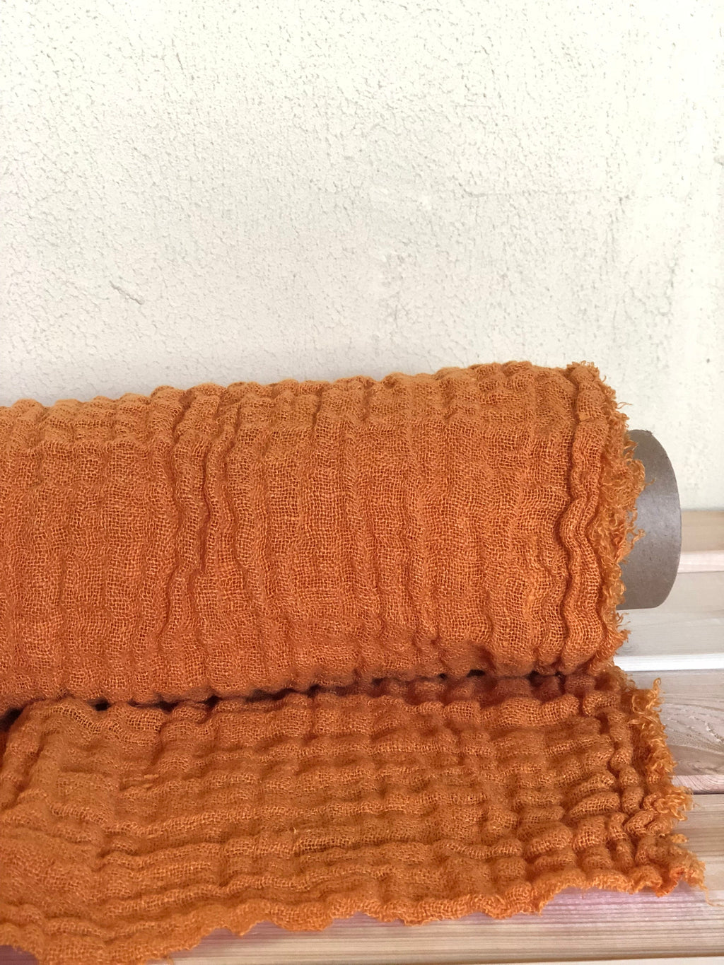 Orange Linen Fabric: Lightweight Softened Linen, 140cm Wide
