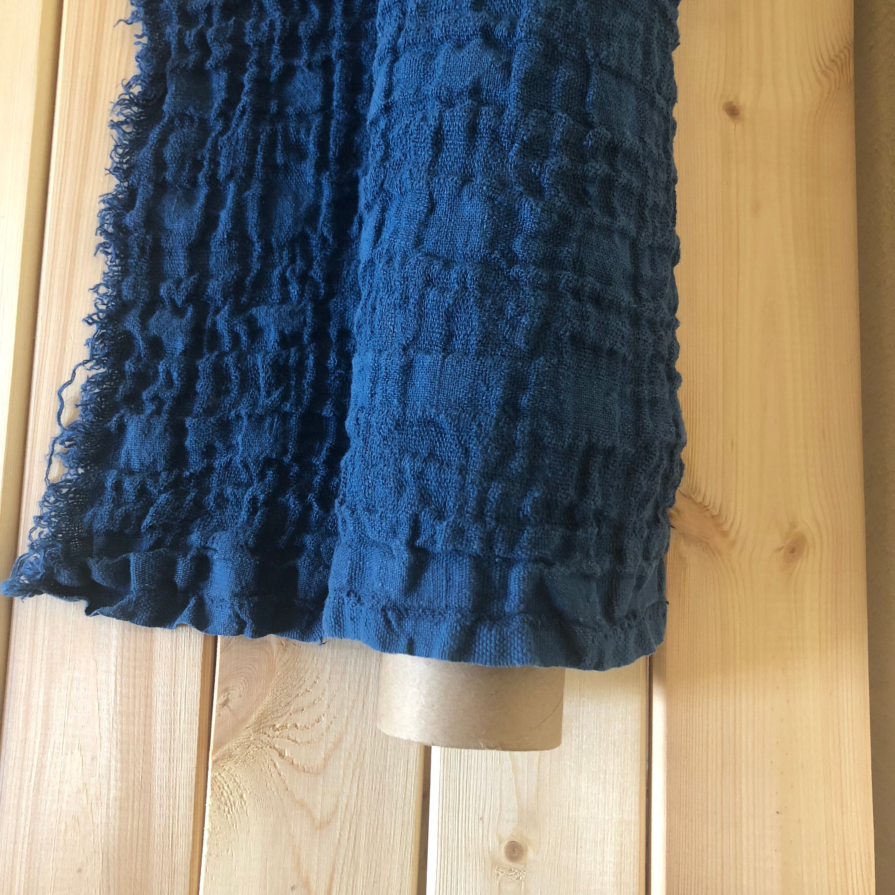 Marine Blue Linen Fabric: 100% Natural, Light Weight, 140cm Wide