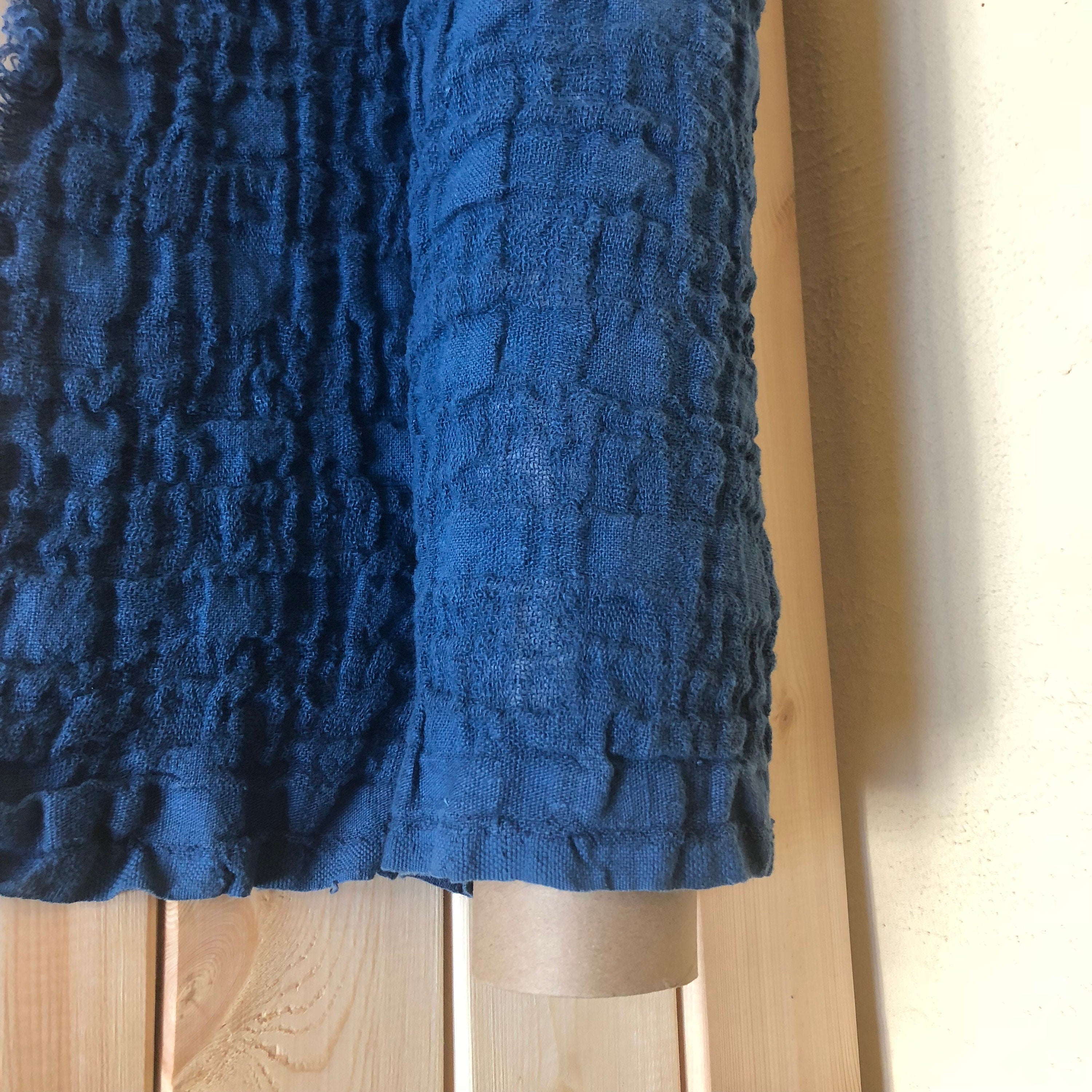 Marine Blue Linen Fabric: 100% Natural, Light Weight, 140cm Wide