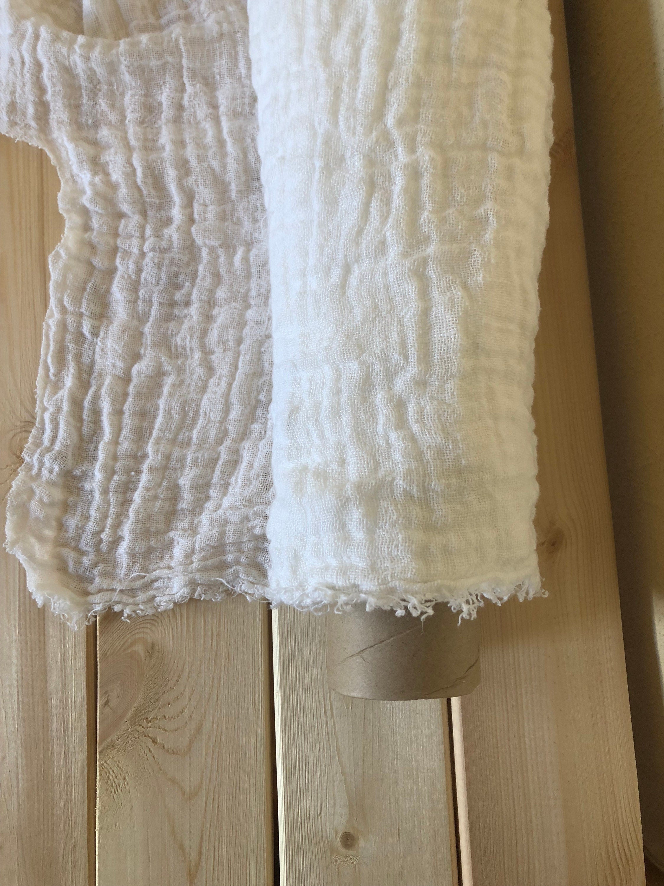 Bleached White Linen Fabric: Softened 100% Natural Linen - 55" Wide