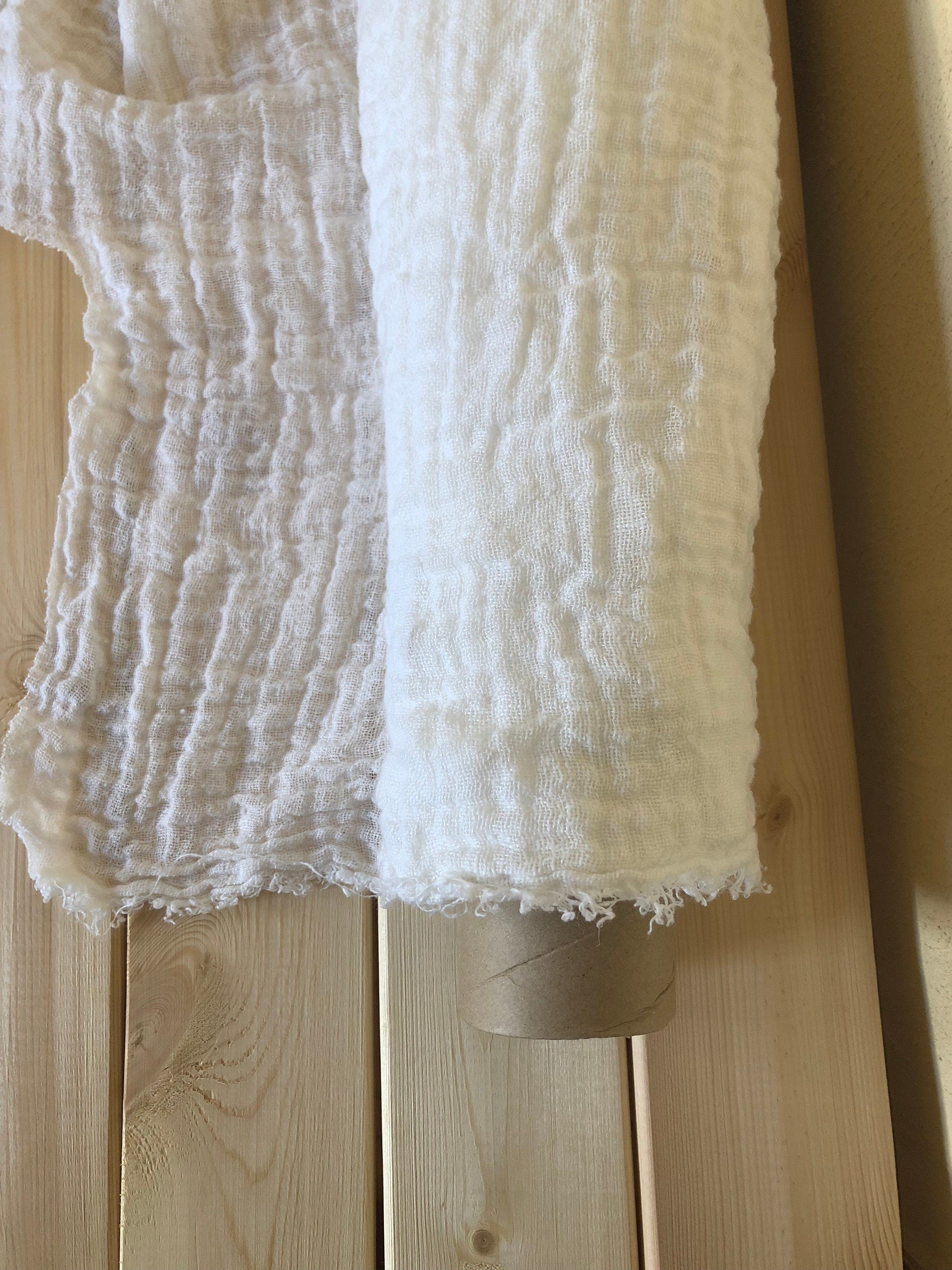 Bleached White Linen Fabric: Softened 100% Natural Linen - 55" Wide