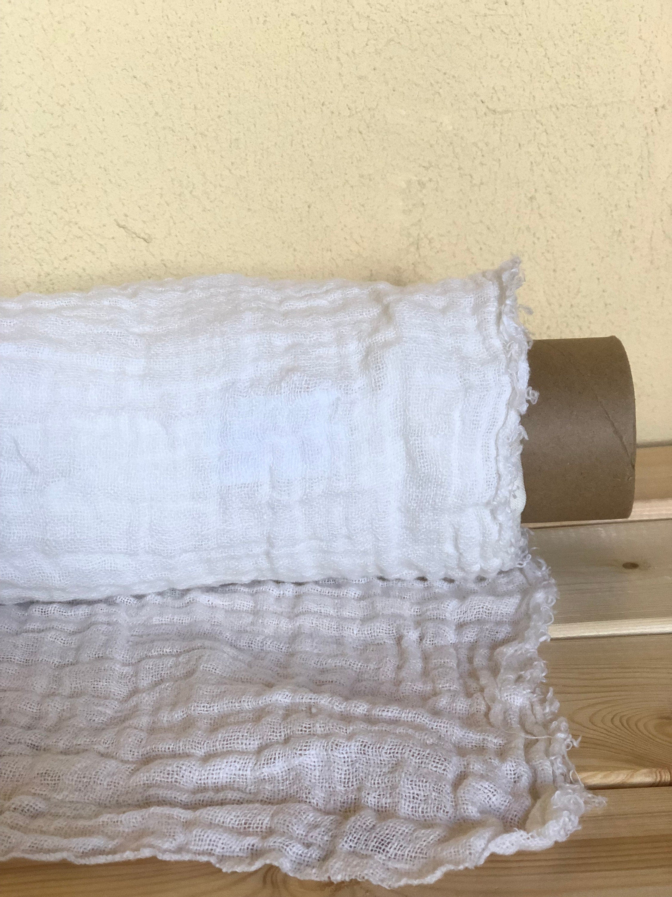 Bleached White Linen Fabric: Softened 100% Natural Linen - 55" Wide