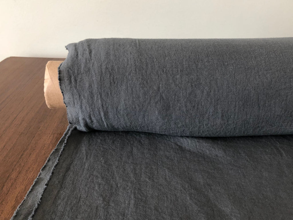 Extra Wide Dark Grey Linen Fabric: 100% Natural, Softened (99" Width)