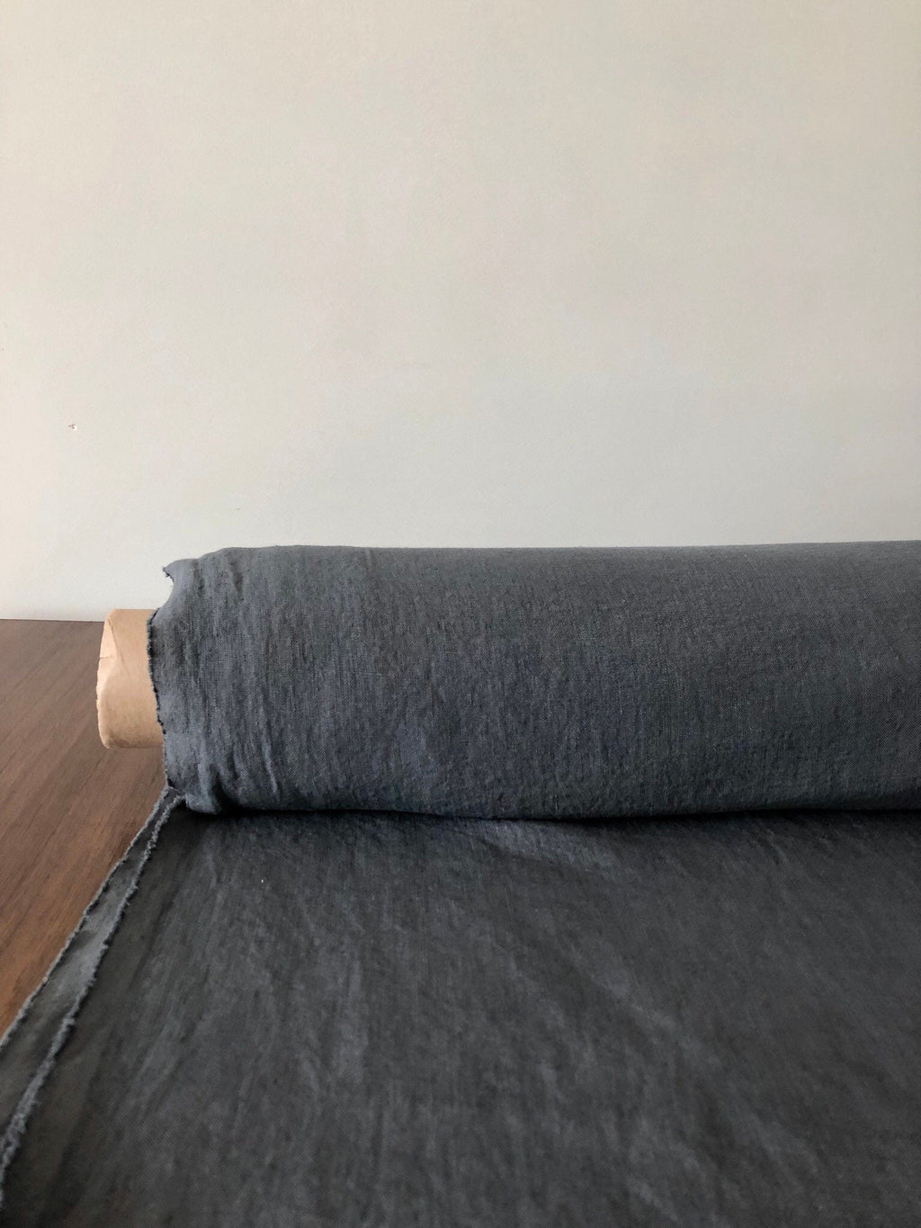 110 in EXTRA wide natural LINEN fabric BGO27L SOFT dark grey, 195 g/285 cm width fabric by the metre, bedding