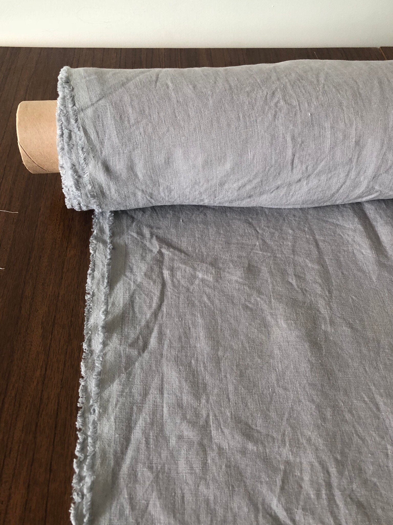 Extra Wide Soft Grey Linen Fabric: 100% Natural, 250cm Wide