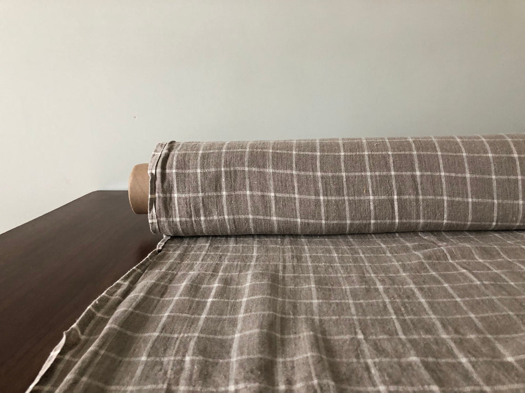 100 % NATURAL pure LINEN fabric, checked, tartan, chequered, Softened fabric, fabric for home textile,