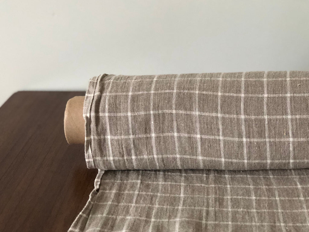 100 % NATURAL pure LINEN fabric, checked, tartan, chequered, Softened fabric, fabric for home textile,