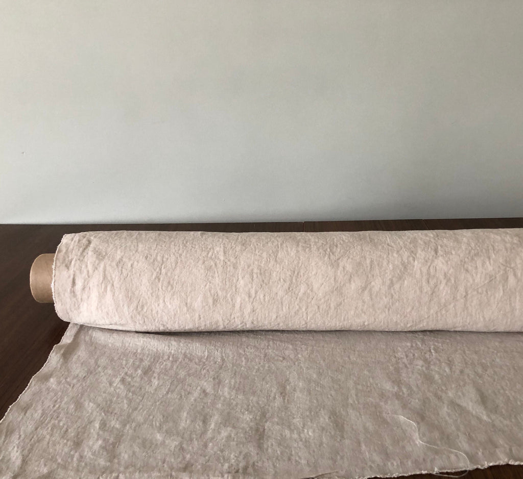 110 in EXTRA wide natural LINEN fabric BGO27L SOFT Beige ,195 g/285 cm width fabric by the metre, bedding