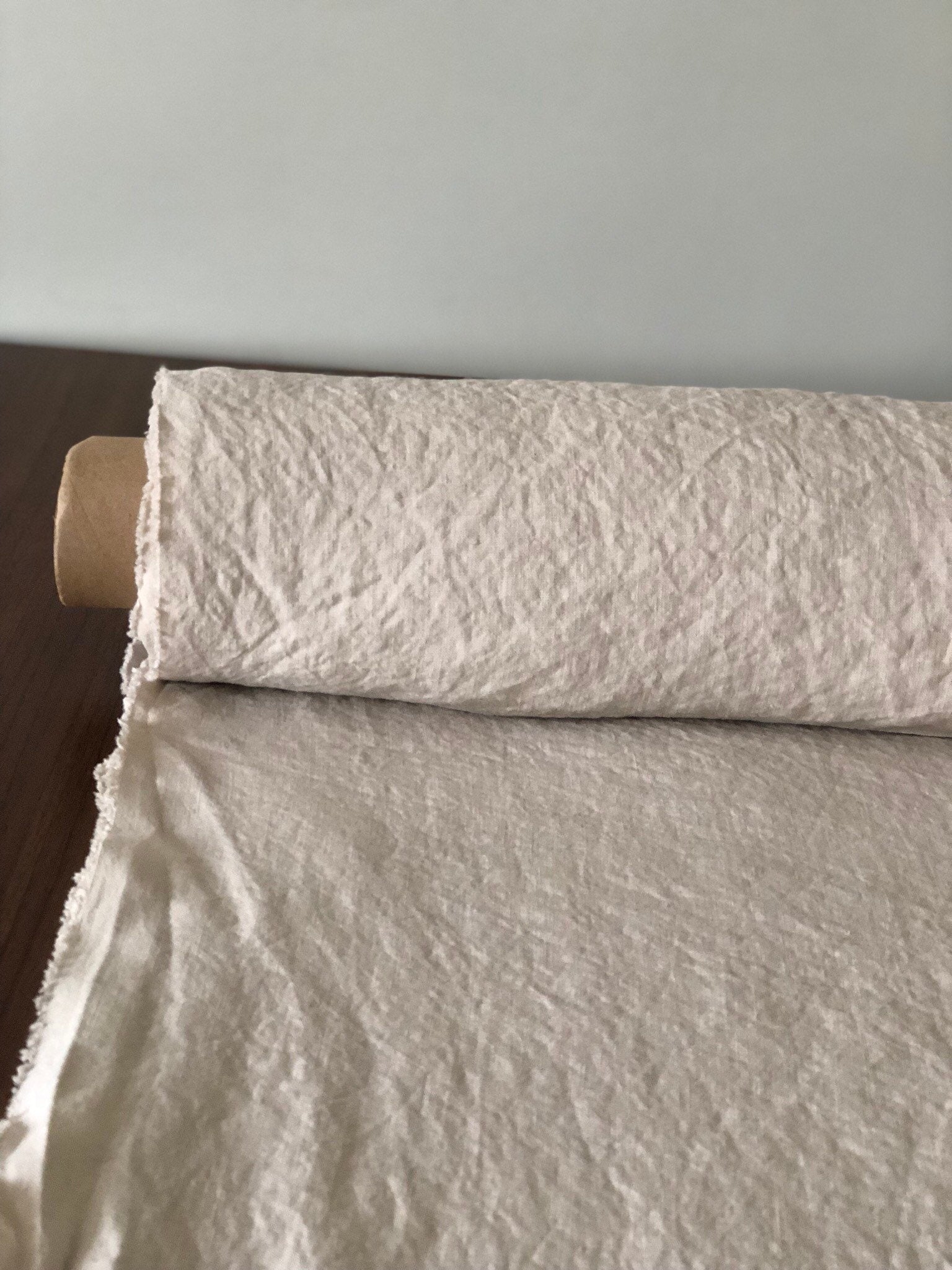 Extra Wide Soft Beige Linen Fabric: 250cm Pure Linen