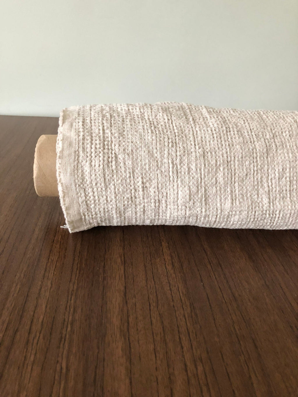Waffle Linen Cotton Fabric: Beige BGO138, 140cm Wide