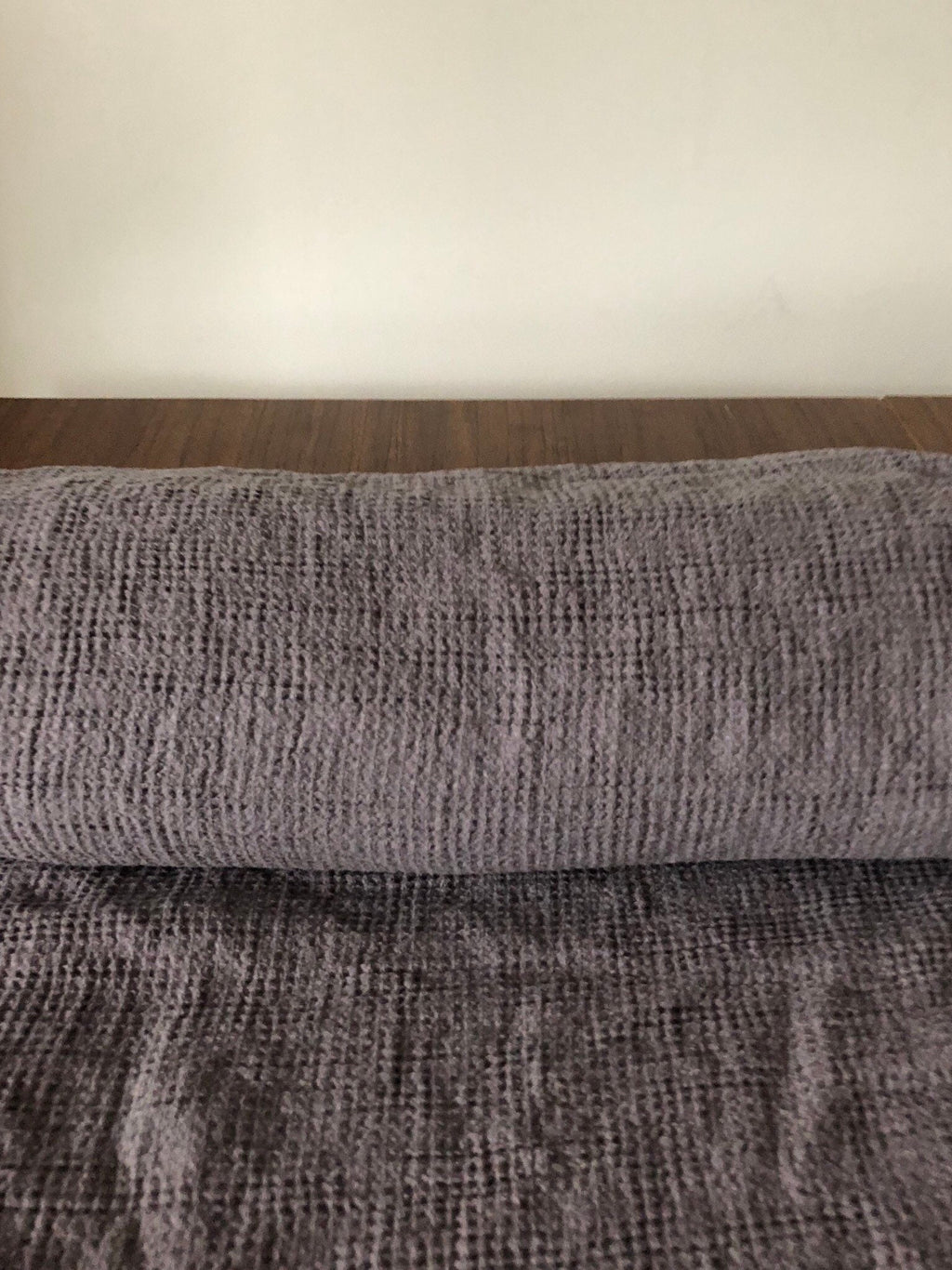 Purple Waffle Linen Cotton Fabric: Natural Bath/Spa Towel Material