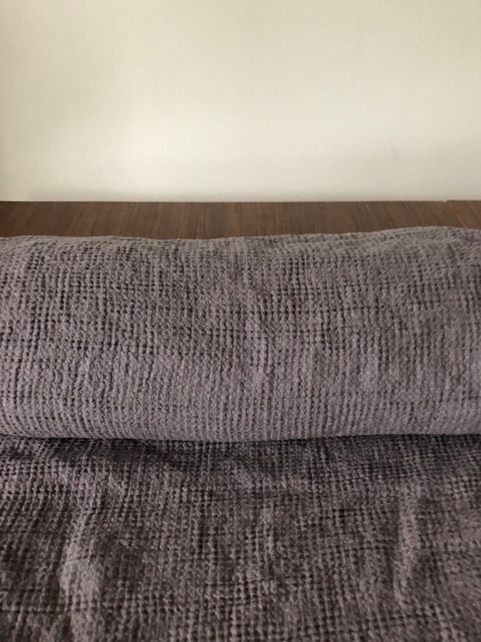 Purple Waffle Linen Cotton Fabric: Natural Bath/Spa Towel Material
