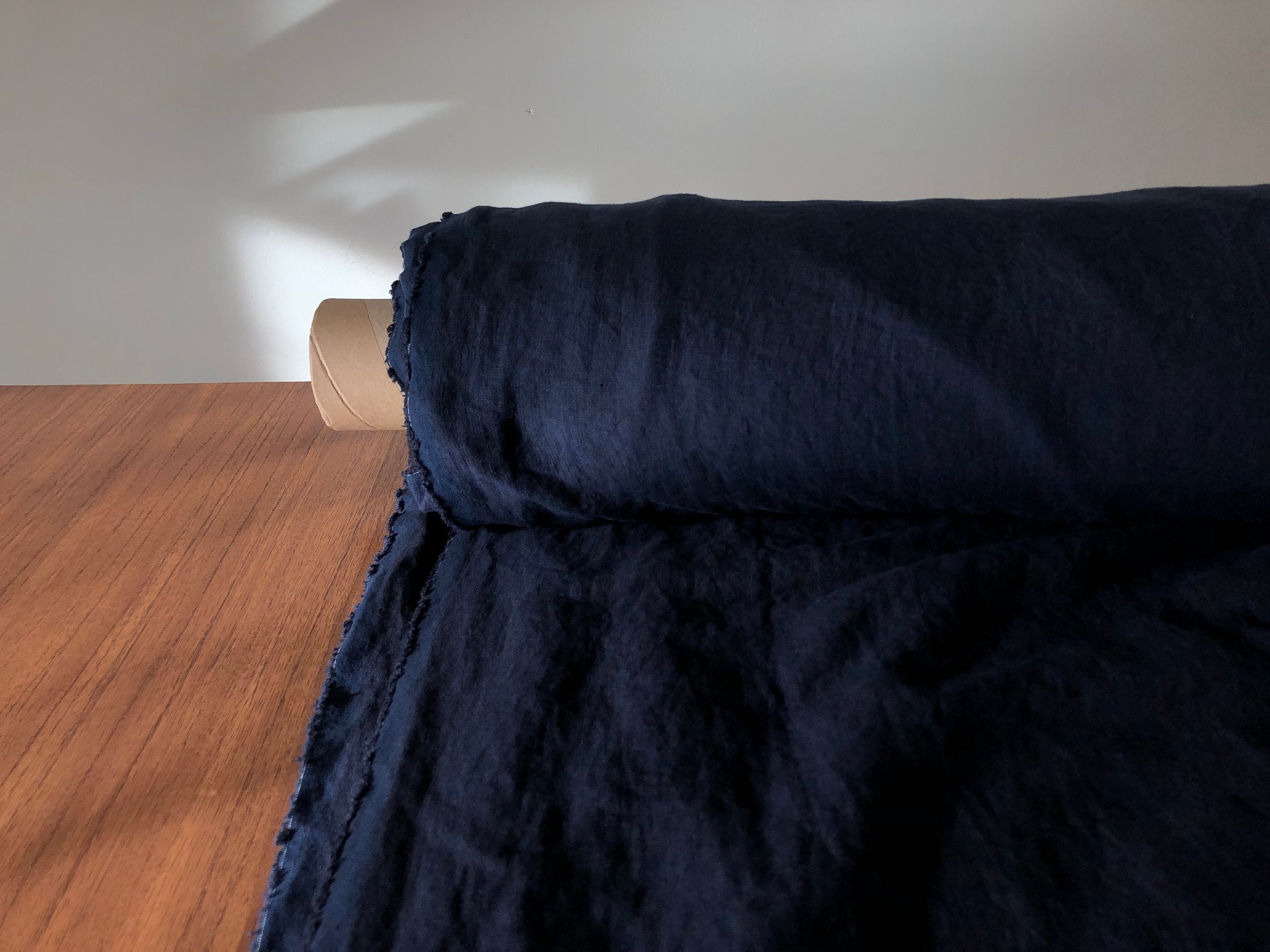 Extra Wide Dark Night Linen Fabric: 100% Natural, Softened (250cm Width)
