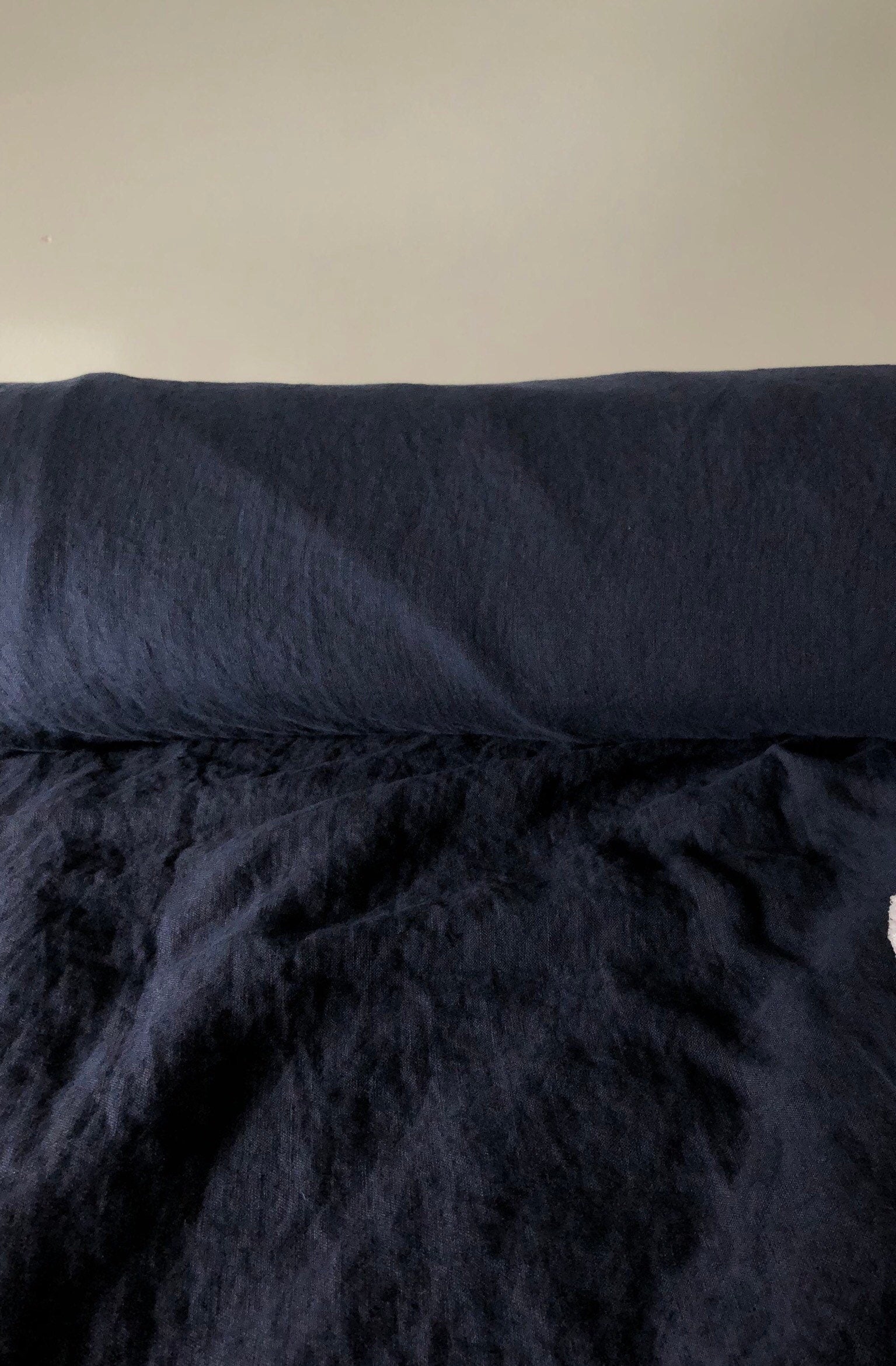 Extra Wide Dark Night Linen Fabric: 100% Natural, 250cm Width