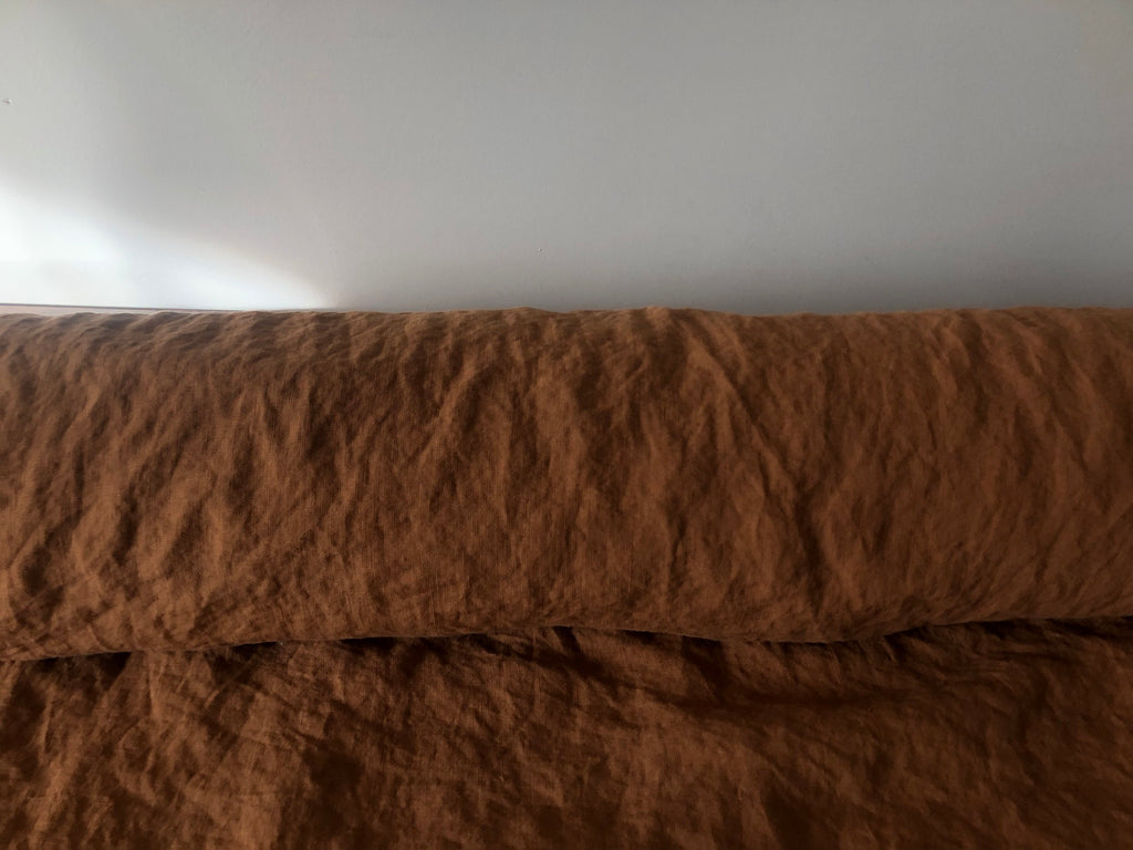 Extra Wide Soft Ochre Linen Fabric: 100% Natural, 250cm Wide