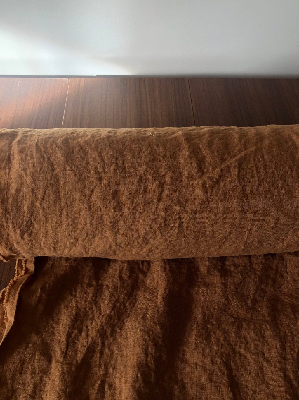 Extra Wide Ochre Linen Fabric: Softened BGO17, 250cm Width