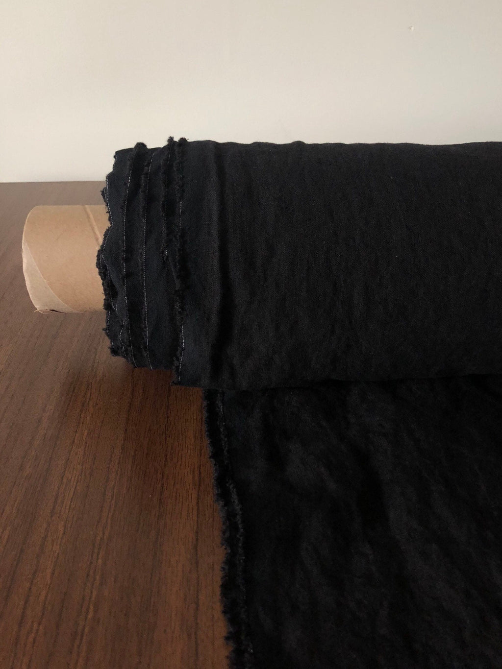 Extra Wide Black Linen Fabric: Softened Bedding & Sewing Material