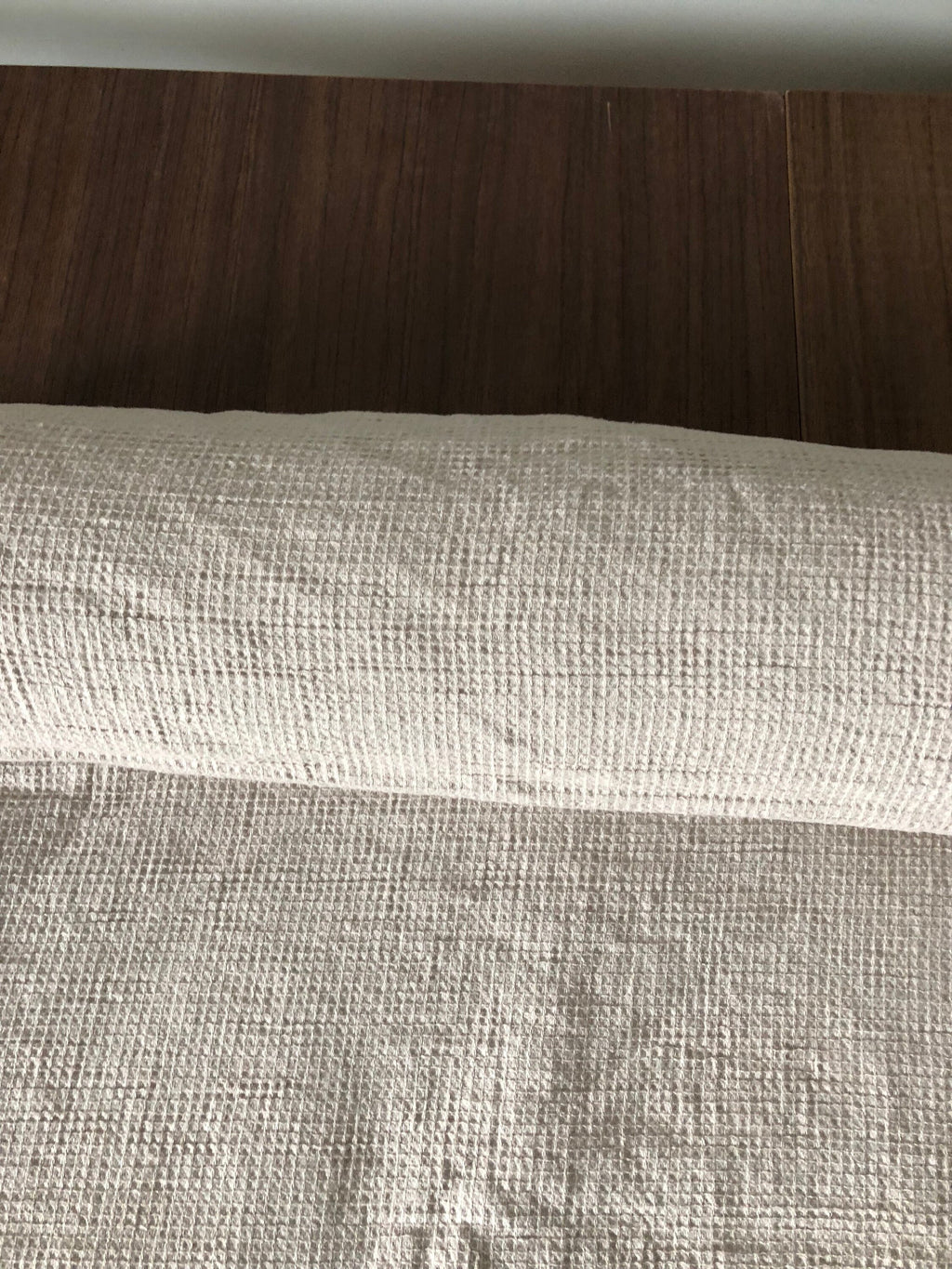 Waffle Linen Cotton Fabric: Beige BGO138, 140cm Wide