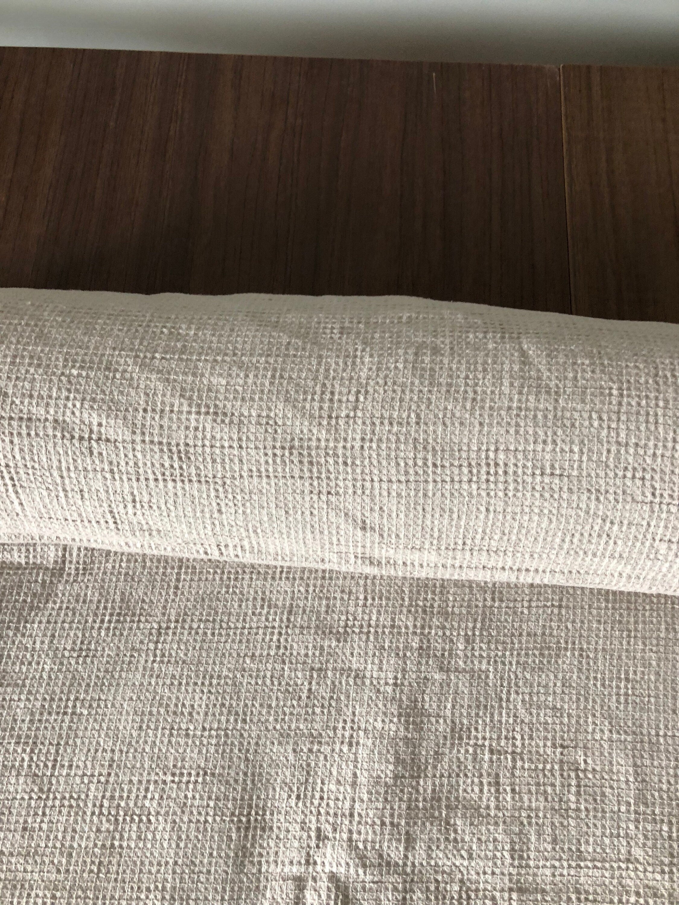 Waffle Linen Cotton Fabric: Beige BGO138, 140cm Wide