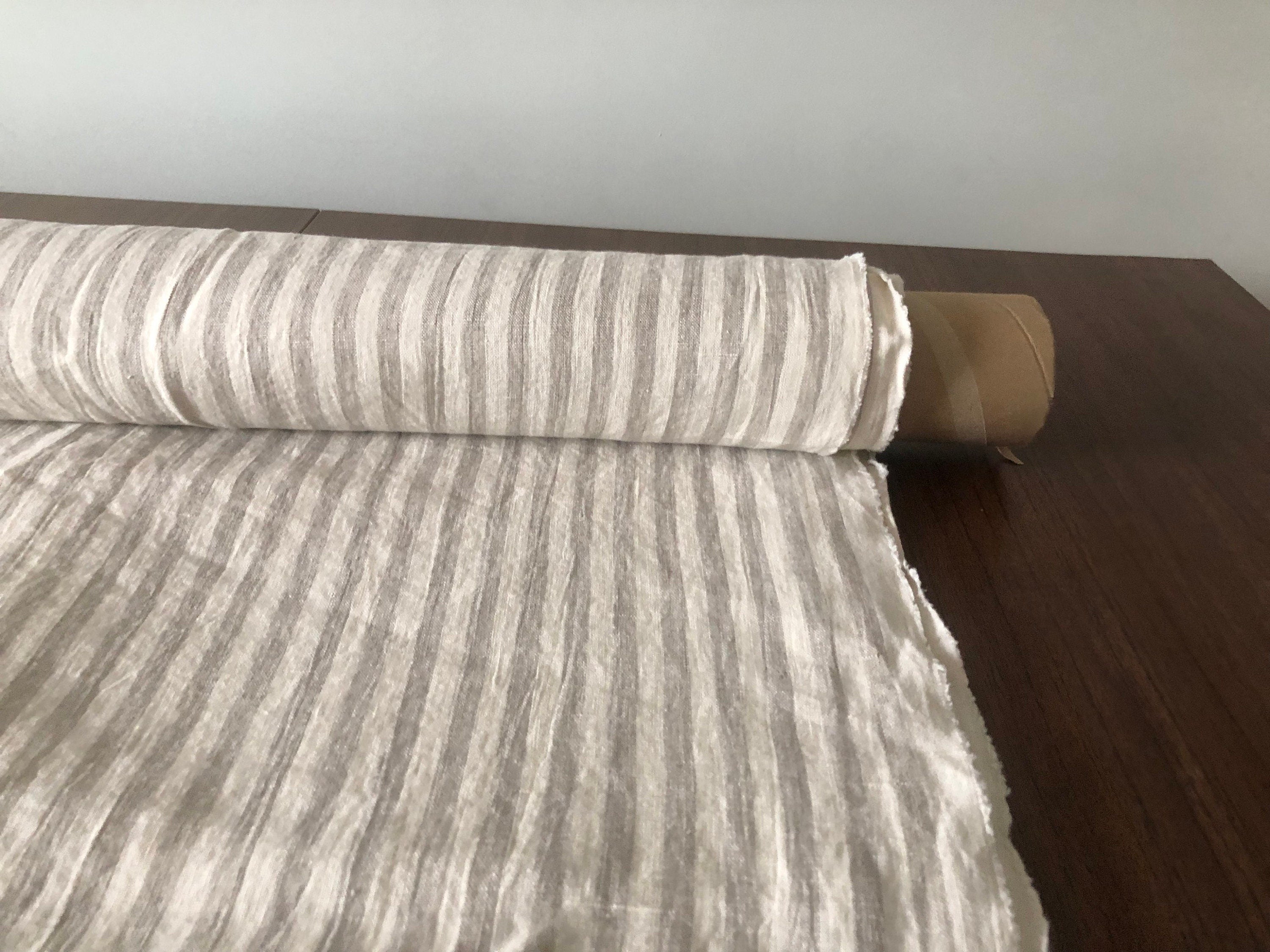 Striped Linen Fabric: Natural Bedding & Clothing Material