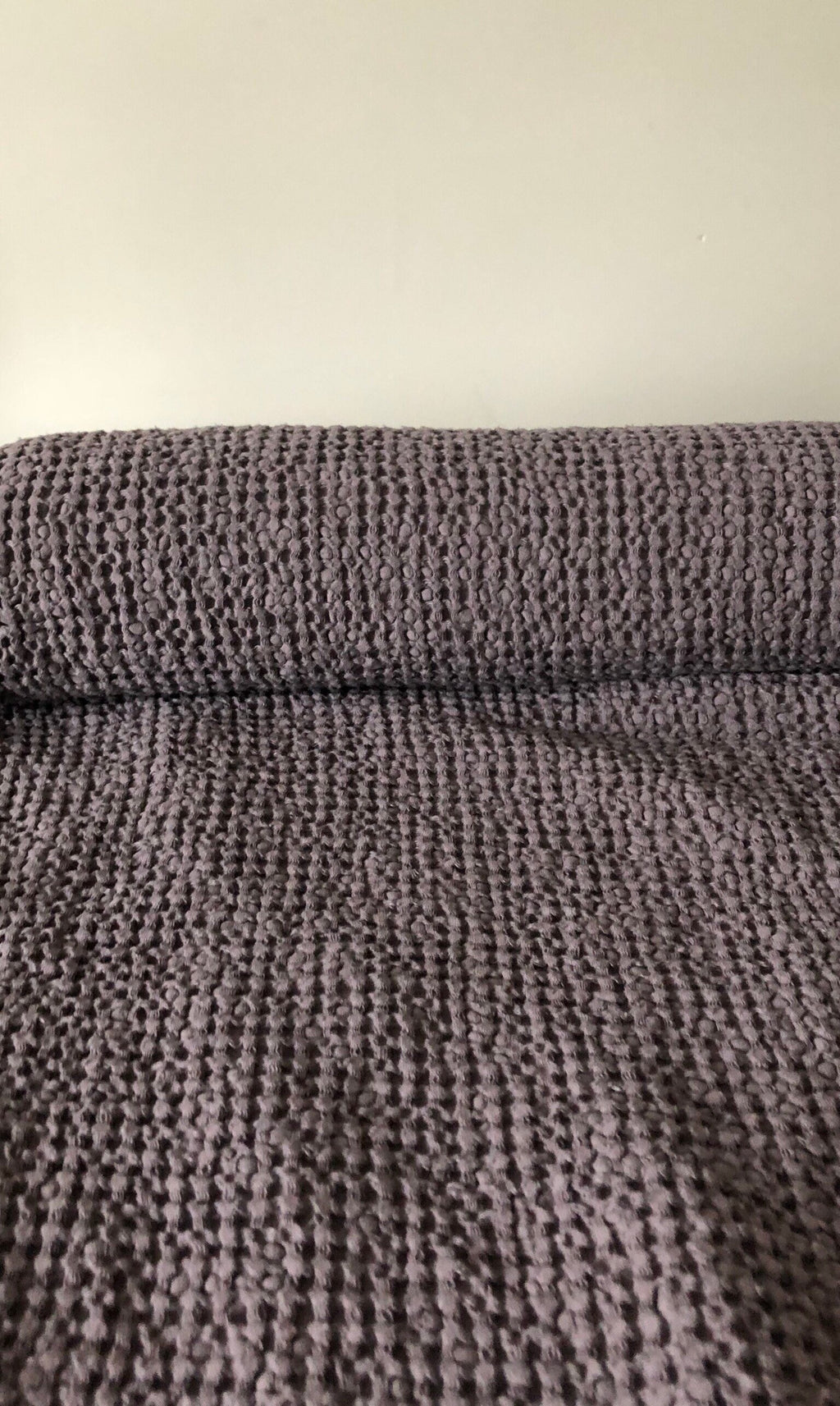 Waffle Linen Cotton Fabric: 95" Extra Wide, Soft Purple