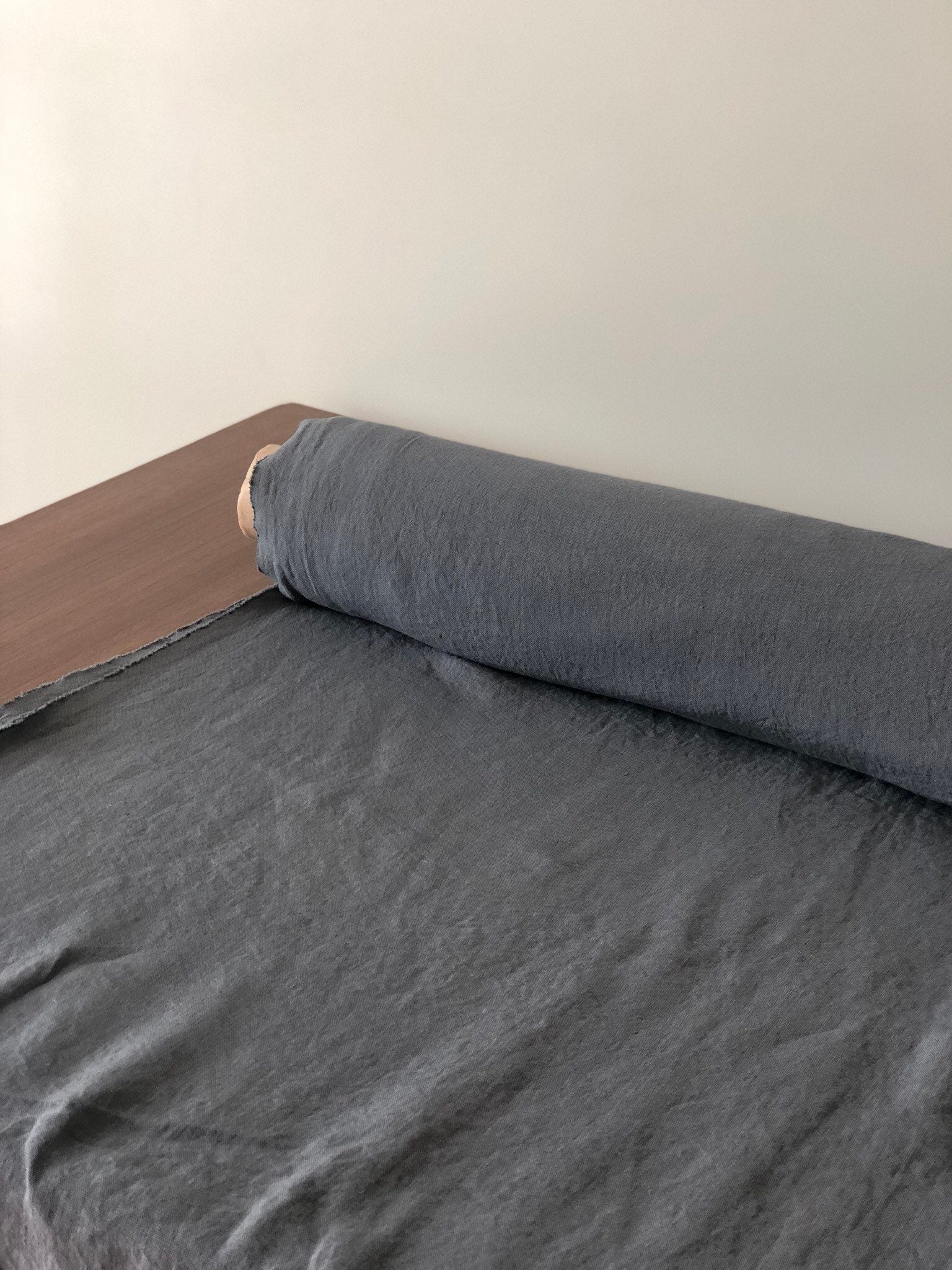 110 in EXTRA wide natural LINEN fabric BGO27L SOFT dark grey, 195 g/285 cm width fabric by the metre, bedding