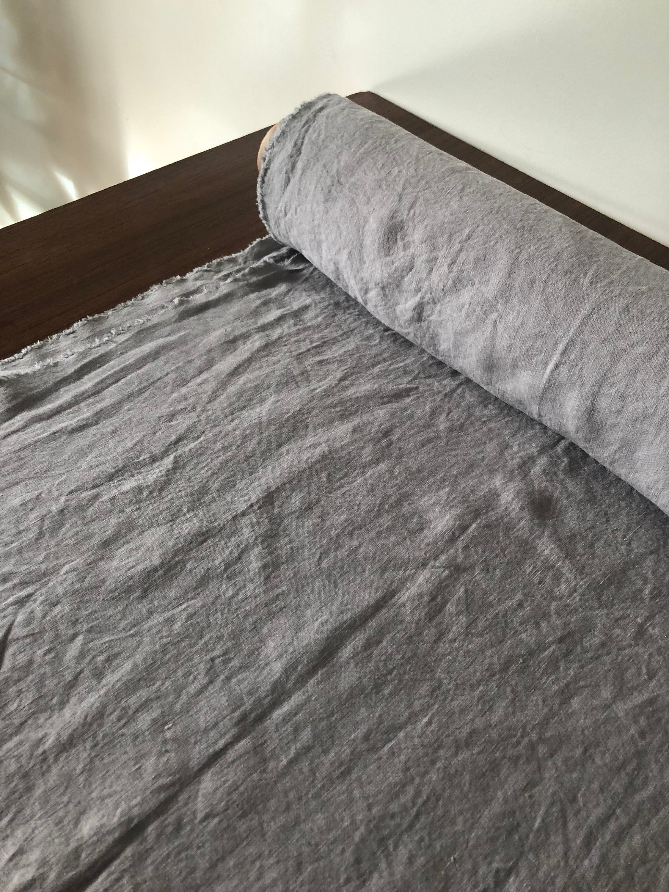 Extra Wide Soft Grey Linen Fabric: 100% Natural, 99" Width