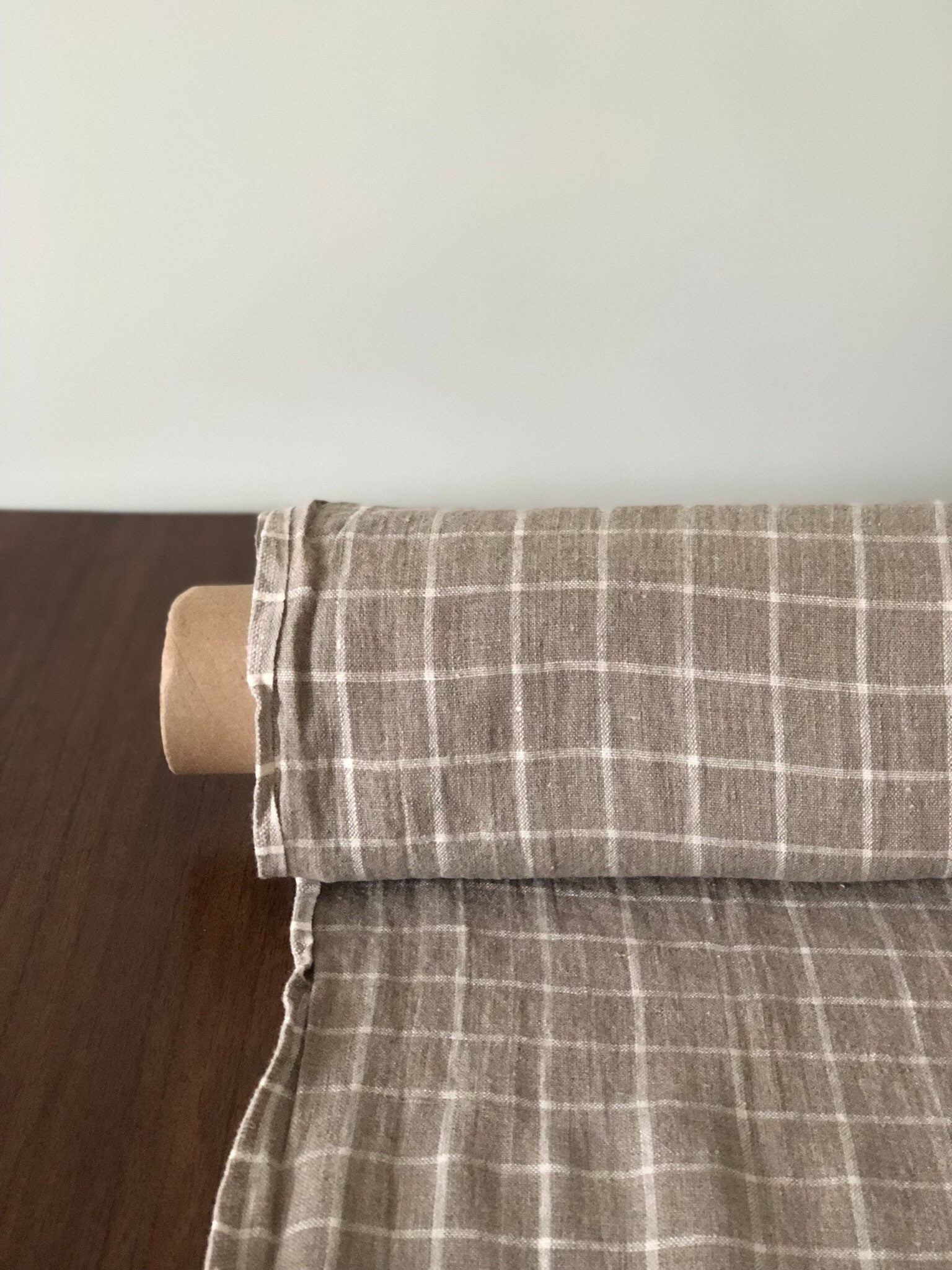 100 % NATURAL pure LINEN fabric, checked, tartan, chequered, Softened fabric, fabric for home textile,