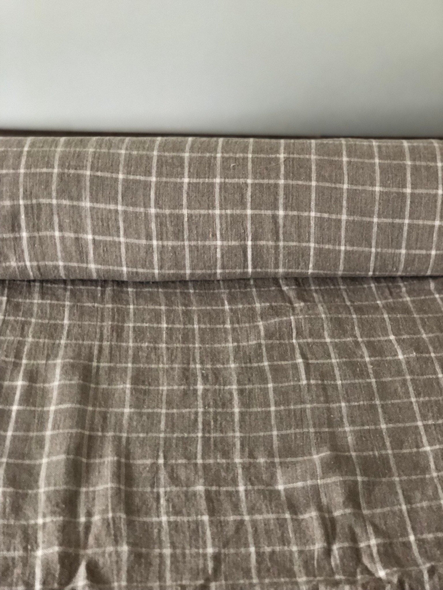 100 % NATURAL pure LINEN fabric, checked, tartan, chequered, Softened fabric, fabric for home textile,